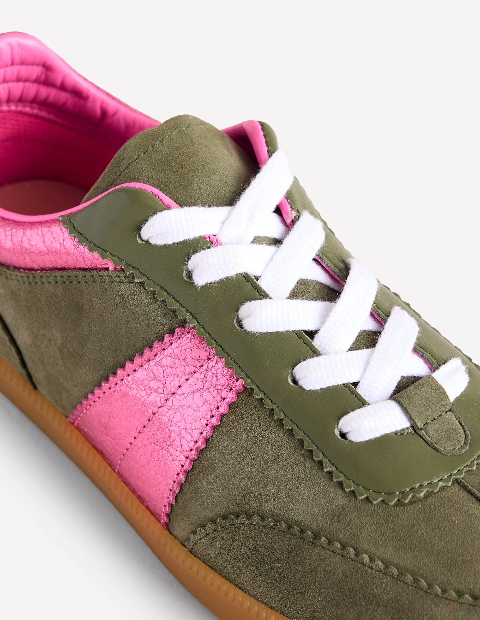 Erin Retro-Tennisschuhe-Khaki/Leuchtendes Pink - Image 4