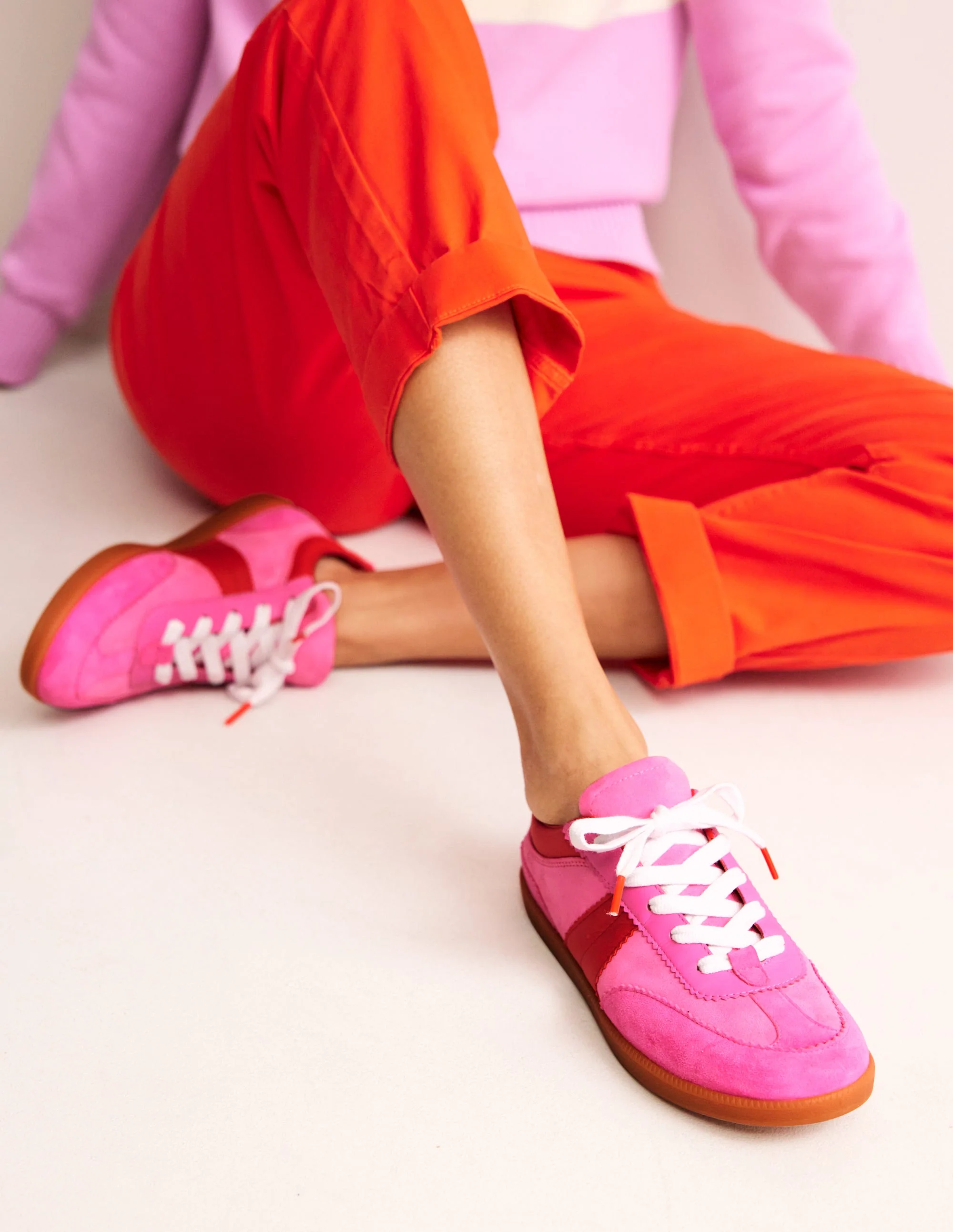 Erin Retro-Tennisschuhe-Rosa Blockfarben