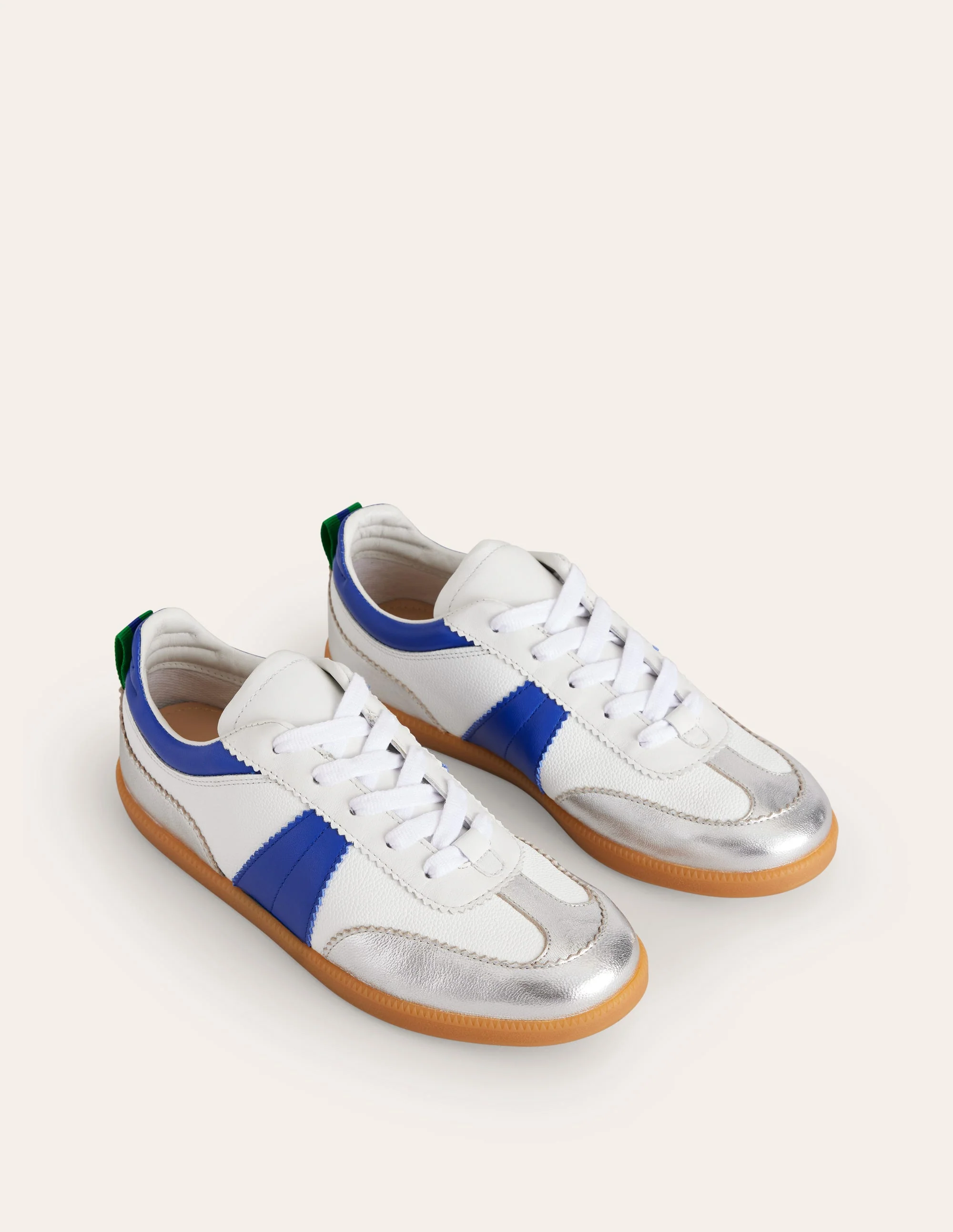 Erin Retro-Tennisschuhe-Weiß, leuchtendes Blau und Silber - Image 3