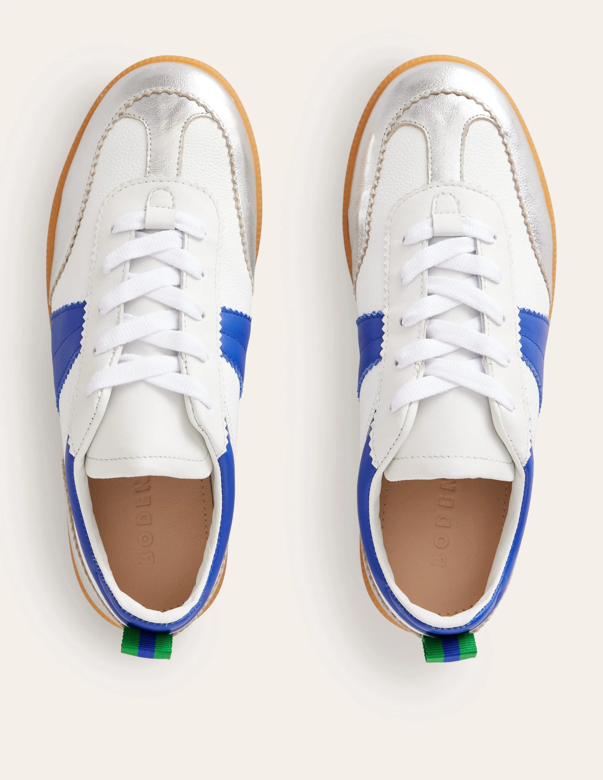 Erin Retro-Tennisschuhe-Weiß, leuchtendes Blau und Silber - Image 5