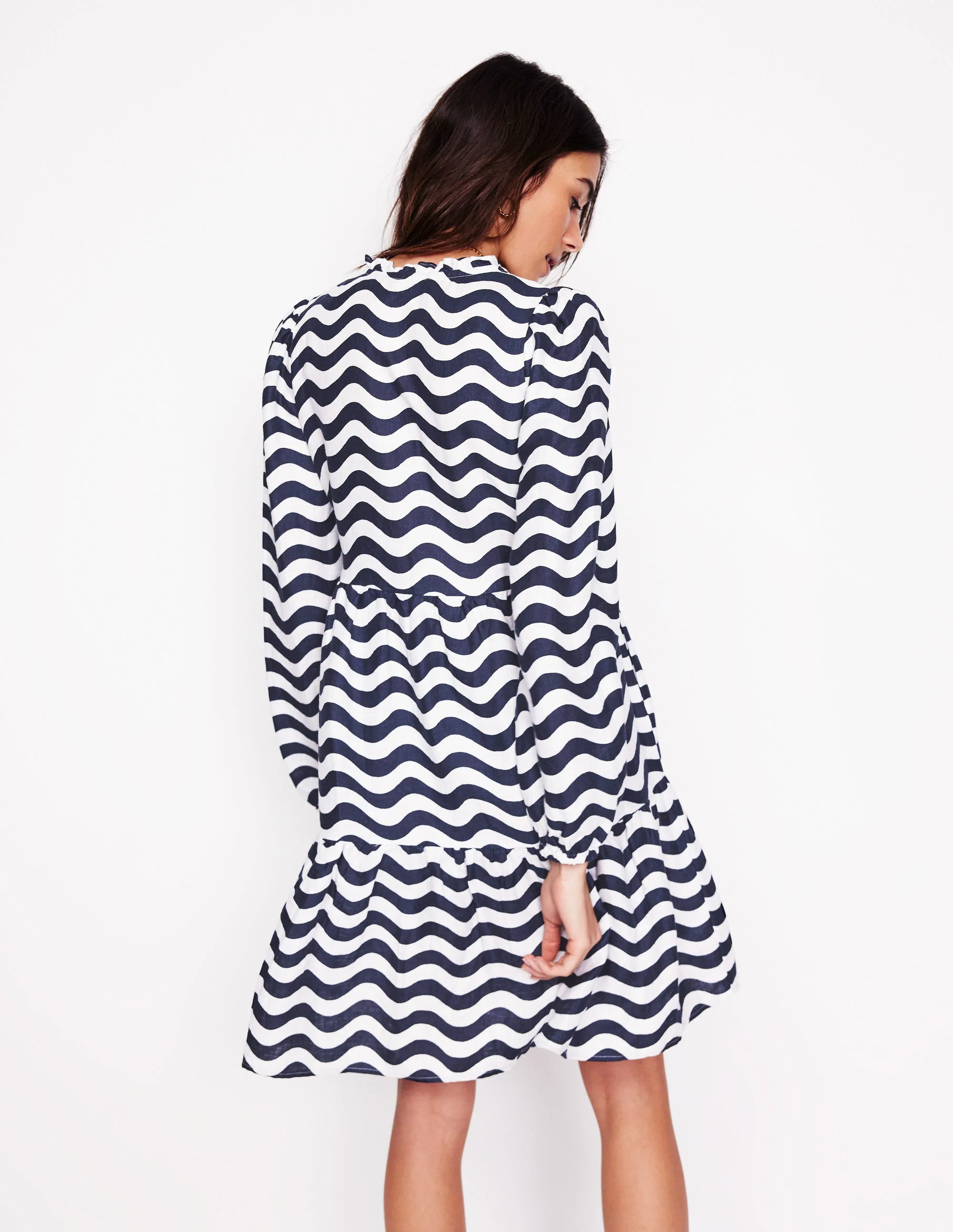 Esme Minikleid aus Leinen-Französisches Marineblau, Mono-Welle - Image 4
