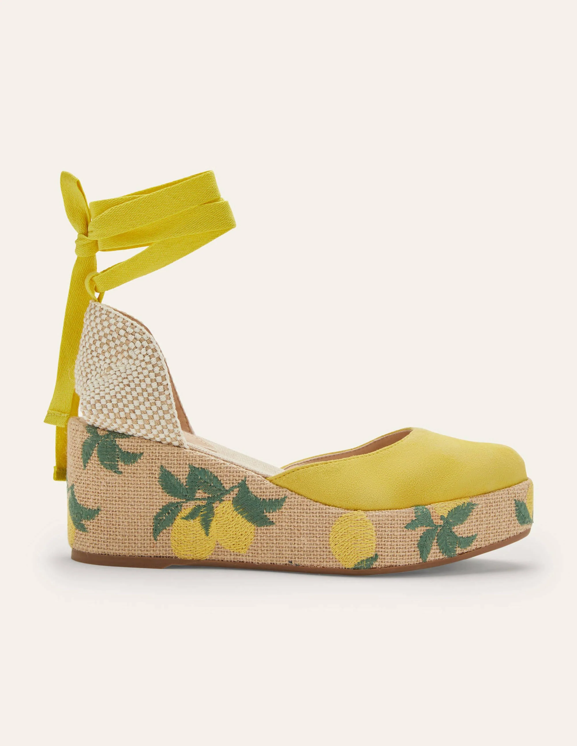 Espadrilles mit hohem Keilabsatz-Zitronengelb, Stickerei - Image 2