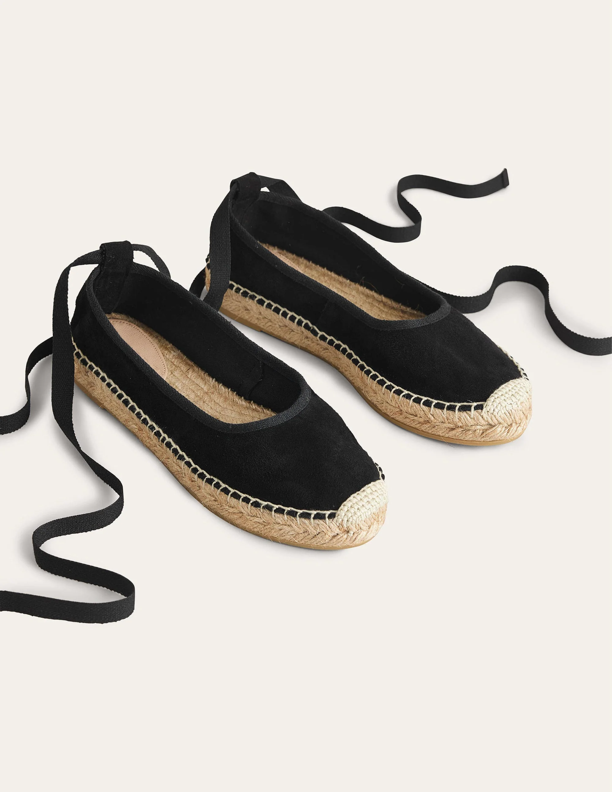 Espadrilles mit Knöchelriemchen-Schwarz, Veloursleder - Image 2