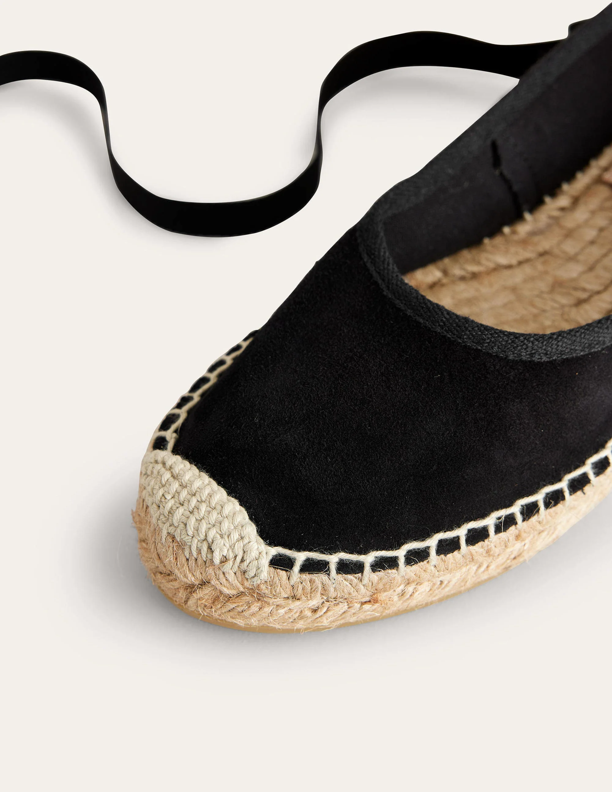 Espadrilles mit Knöchelriemchen-Schwarz, Veloursleder - Image 3