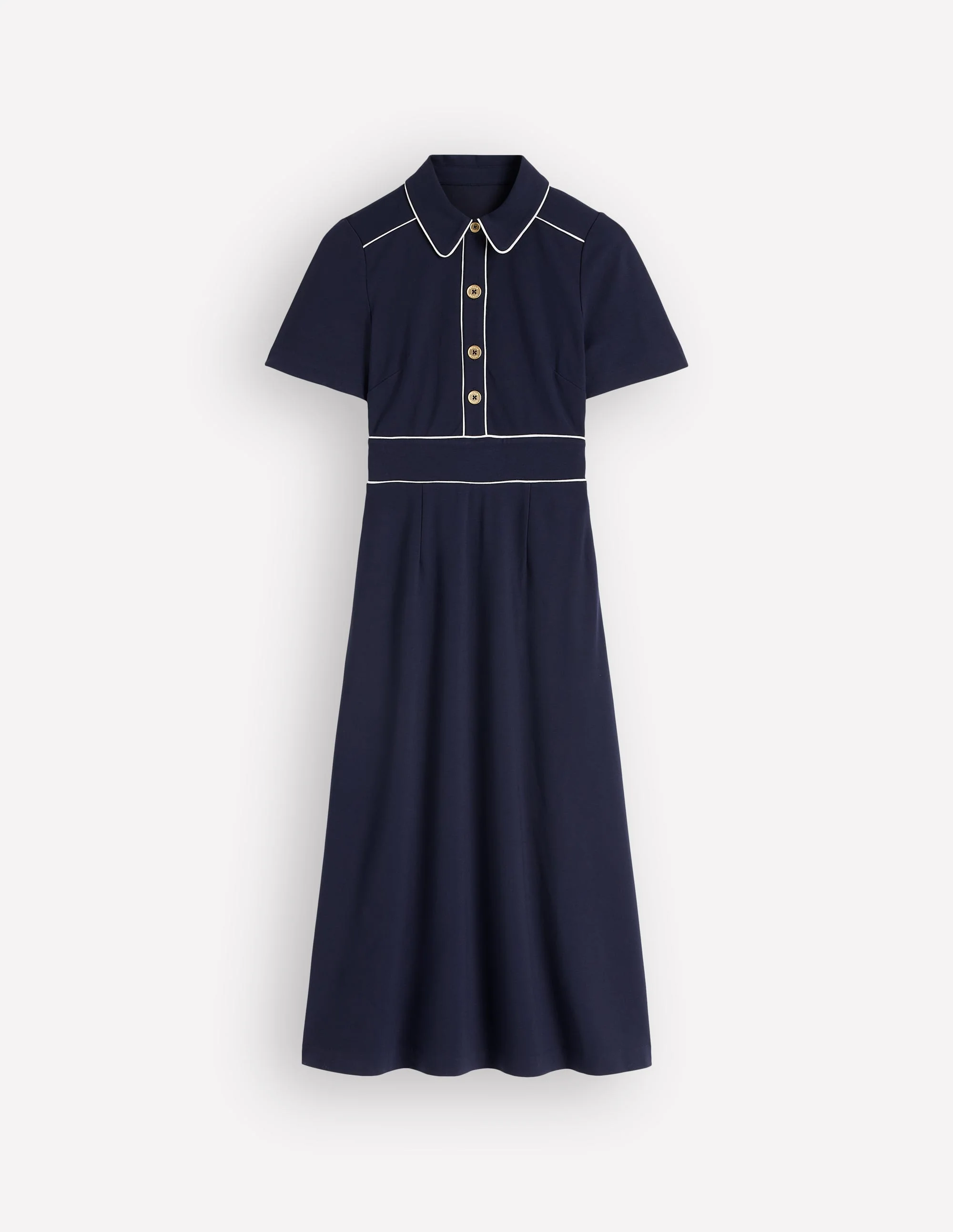 Etta Paspeliertes Ponte-Kleid-Marineblau - Image 5