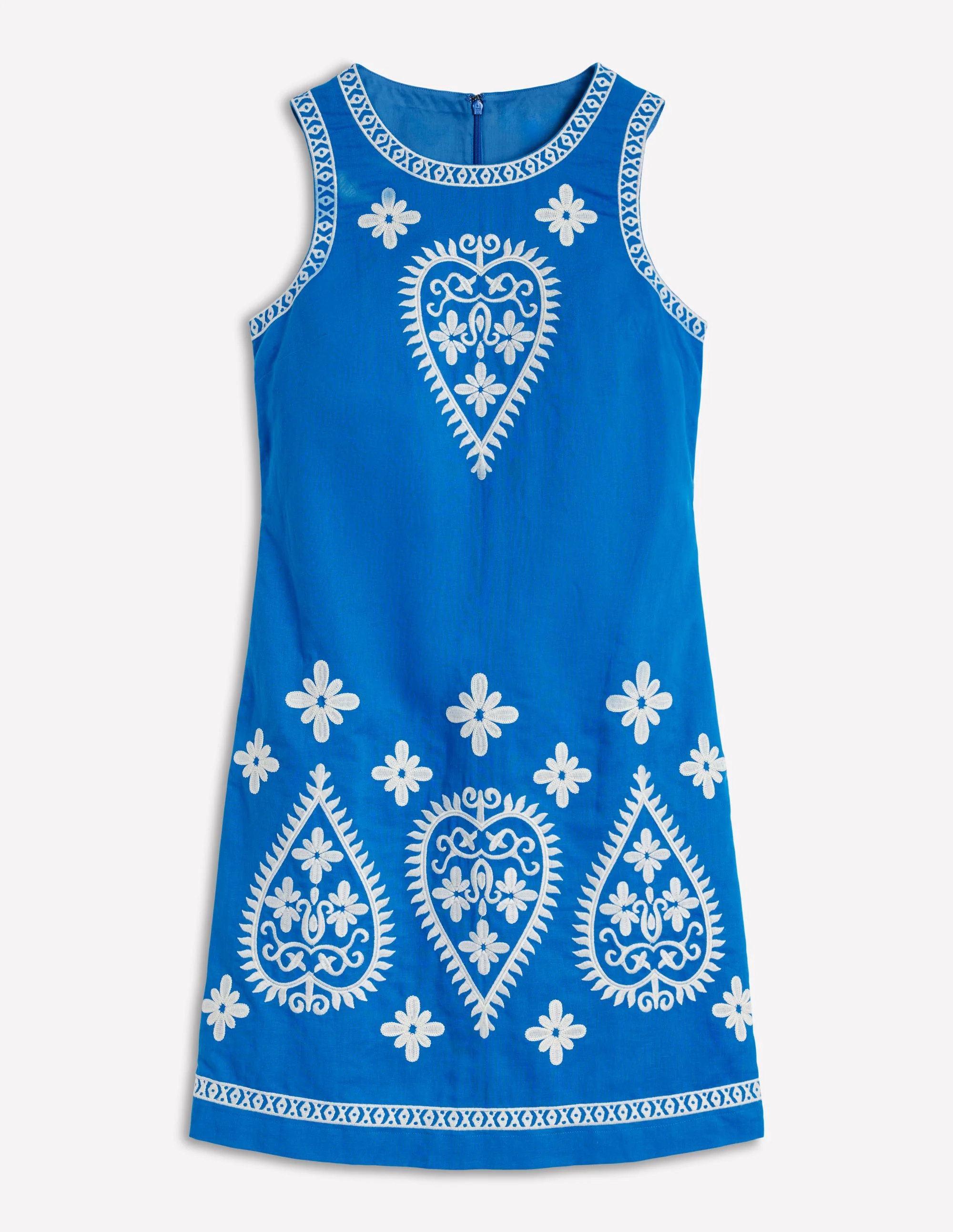 Etuikleid aus Leinen mit Stickerei-Blau - Image 7