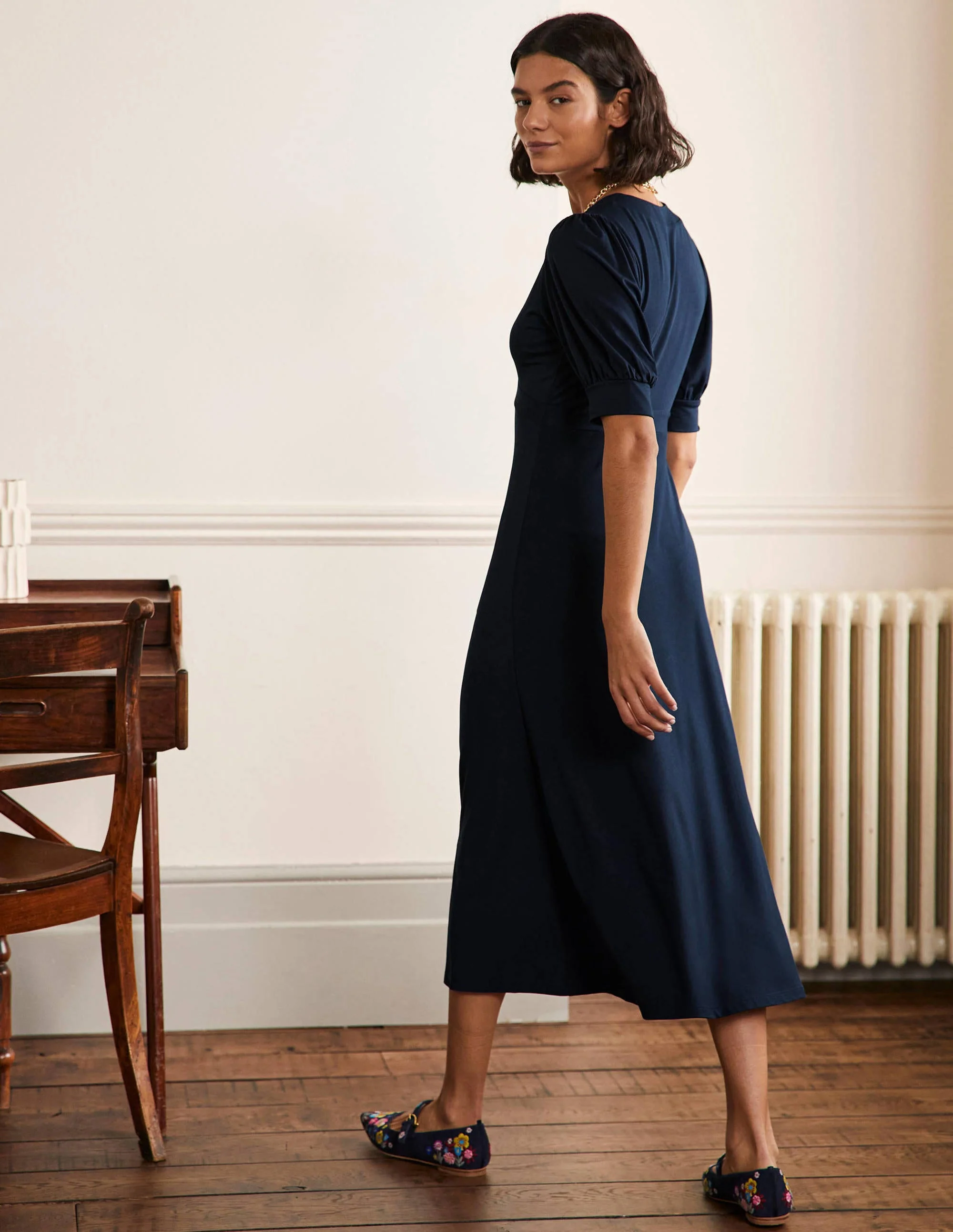 Eva Jersey-Midikleid-Marineblau - Image 3