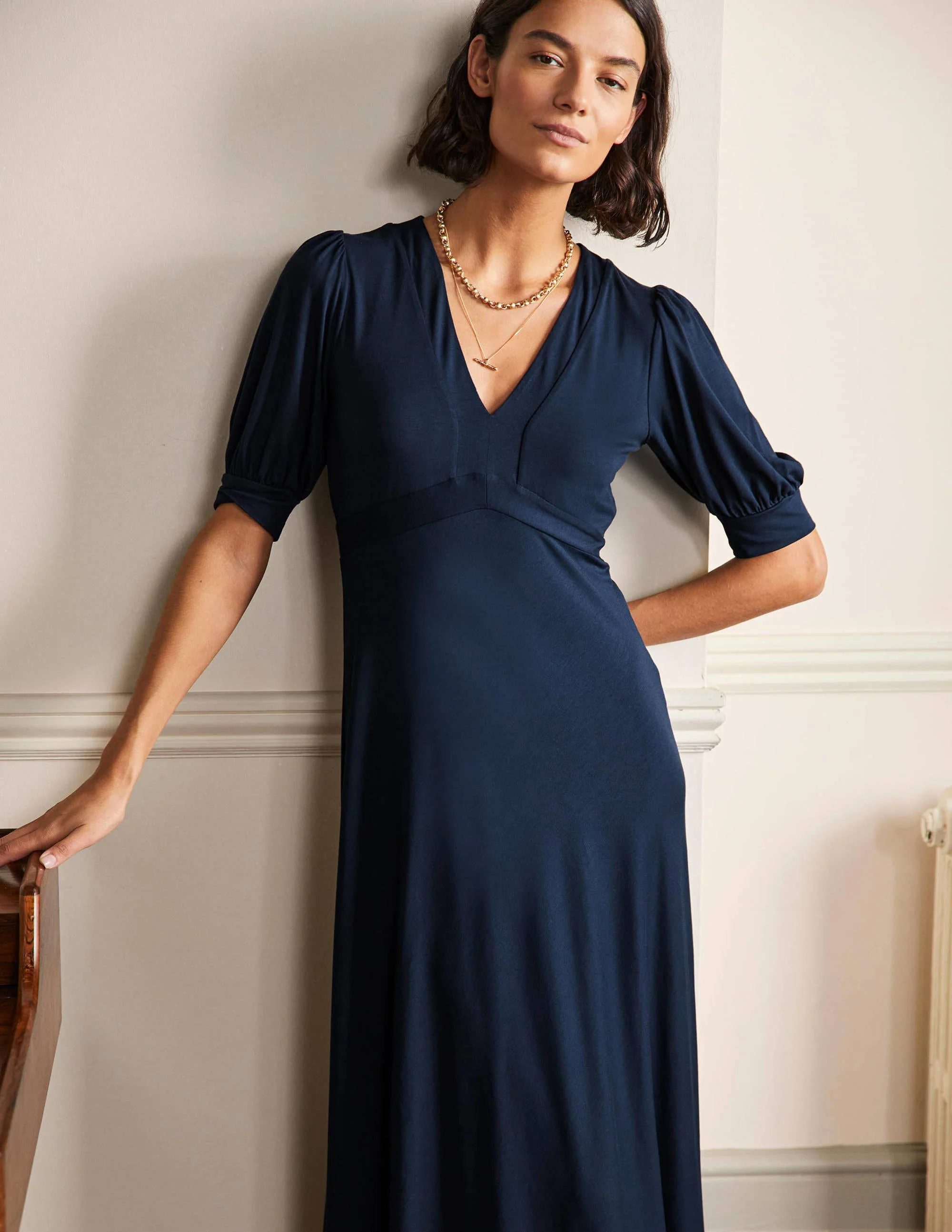 Eva Jersey-Midikleid-Marineblau - Image 4