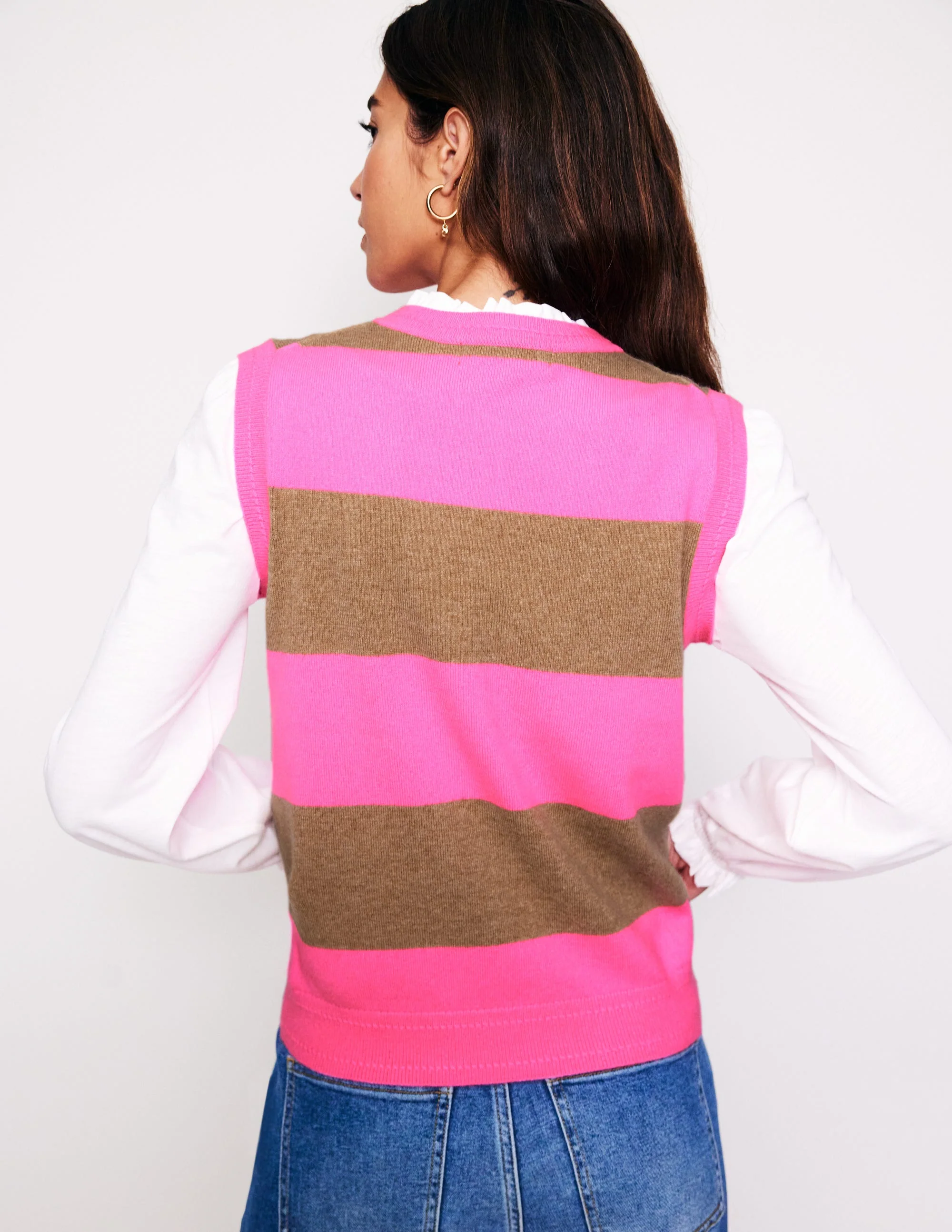 Eva Kaschmir-Pullunder-Kamelbraun Meliert/Neonpink - Image 3