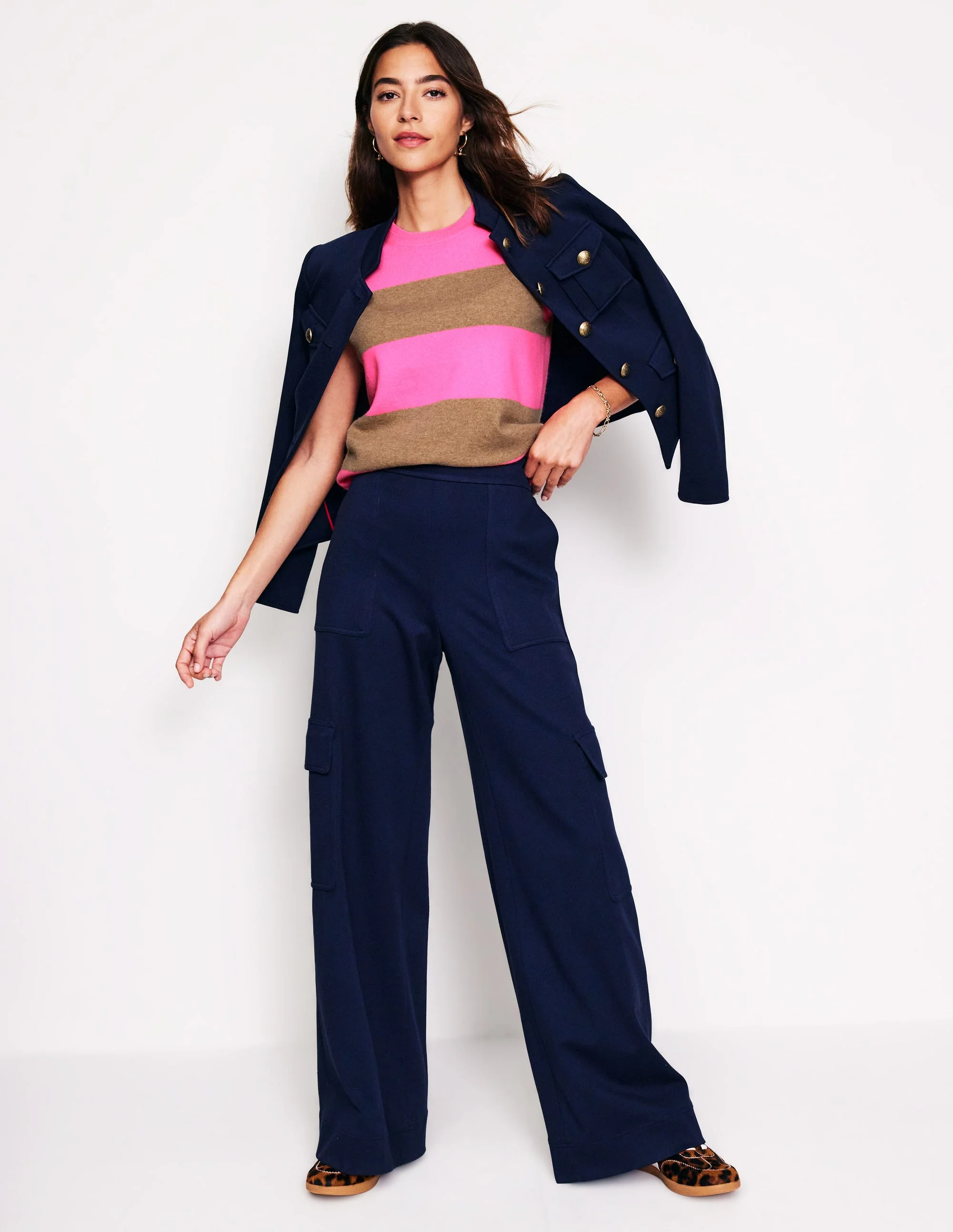 Eva Kaschmir-Pullunder-Kamelbraun Meliert/Neonpink - Image 7