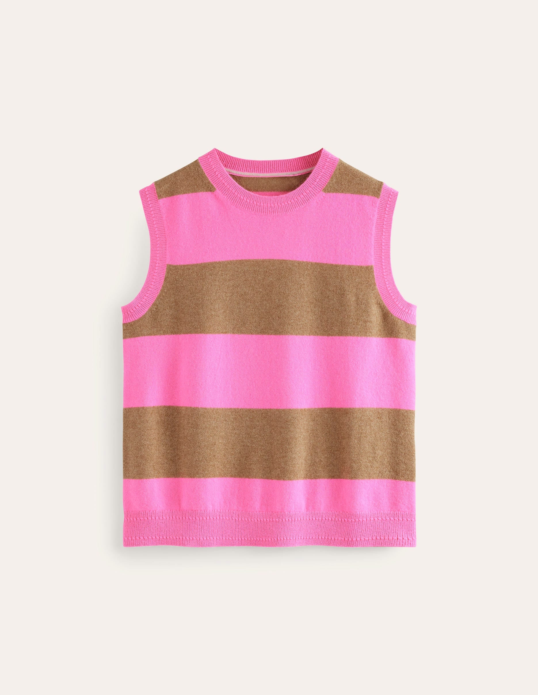 Eva Kaschmir-Pullunder-Kamelbraun Meliert/Neonpink - Image 9