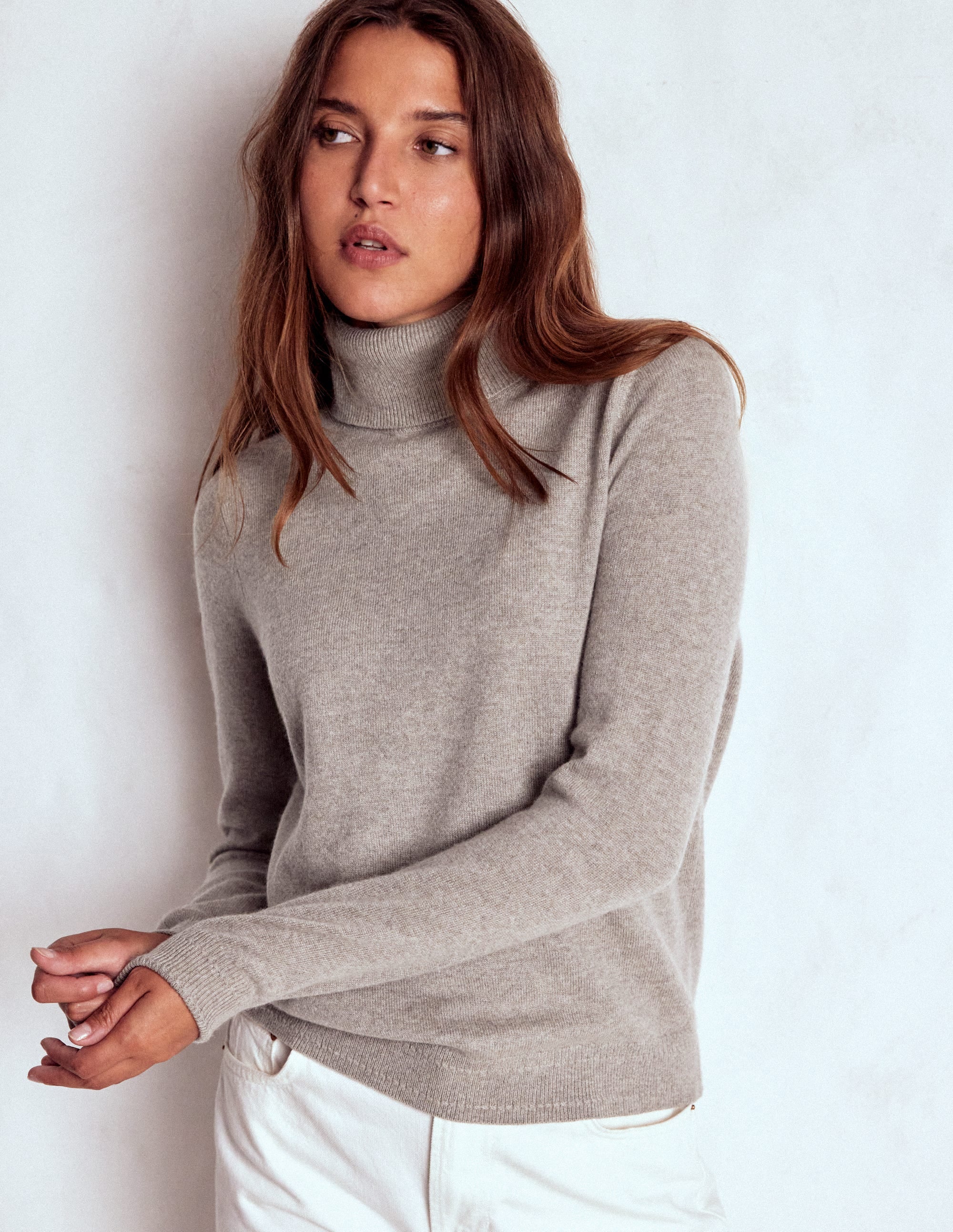 Eva Kaschmir-Rollkragenpullover-Nerzbraun Melange - Image 4