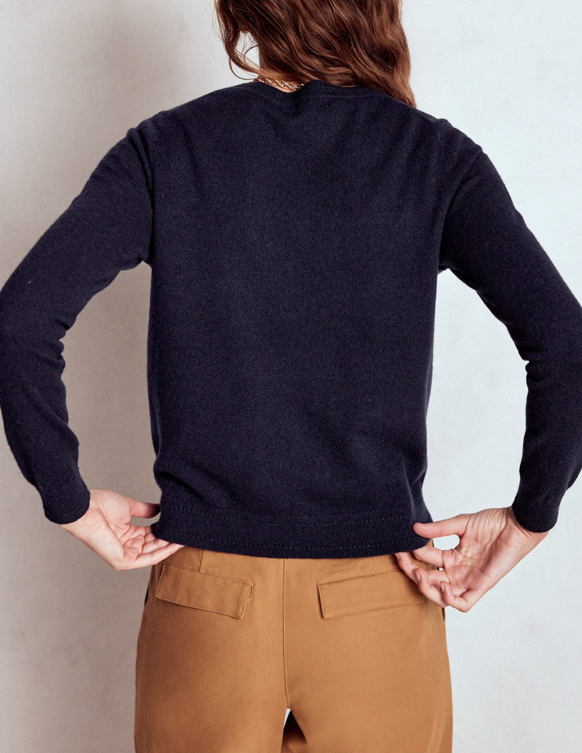 Eva Kaschmir-Strickjacke mit Rundhalsausschnitt-Aqua Marine Marl - Image 3