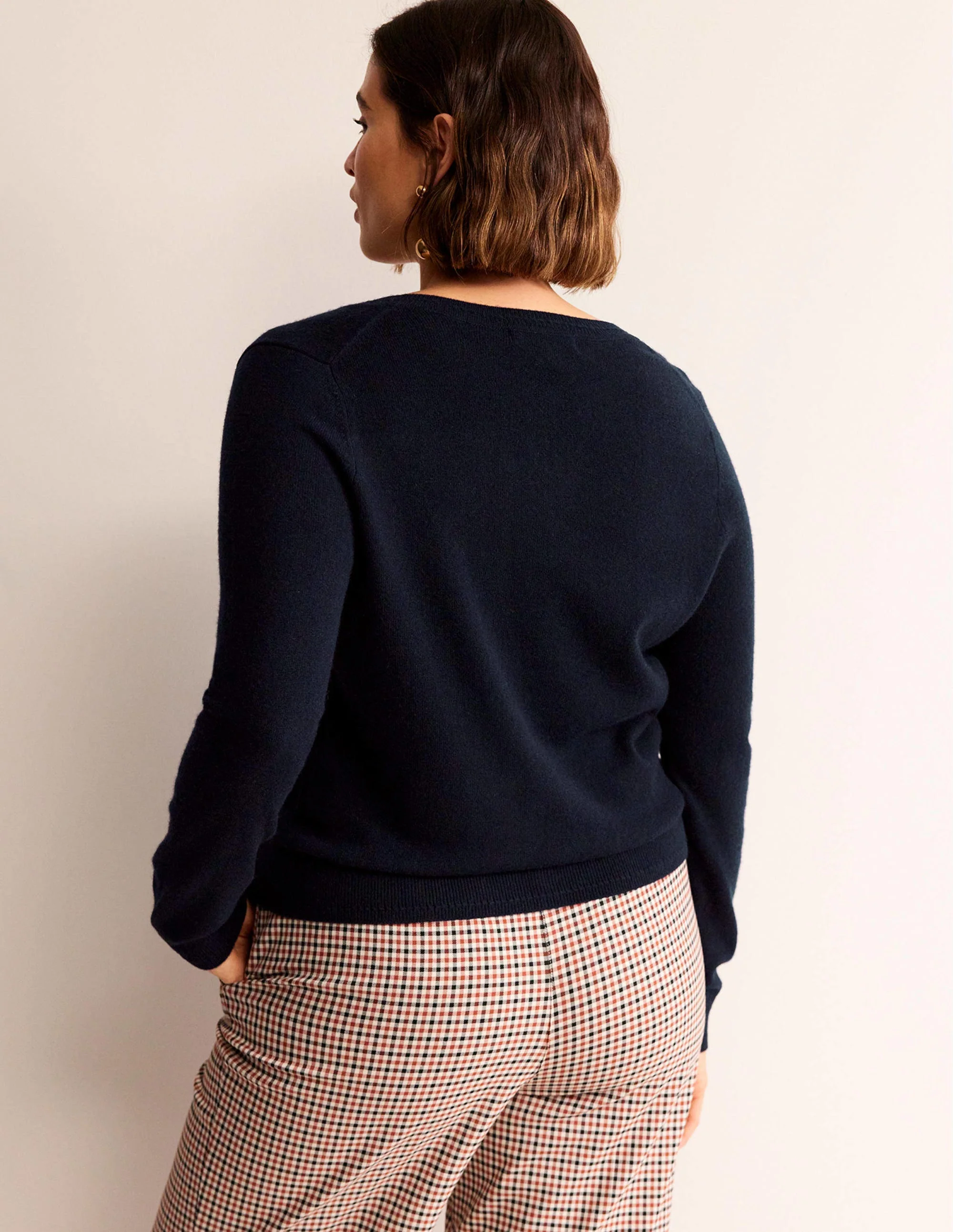 Eva Kaschmir-Strickjacke mit Rundhalsausschnitt-Aqua Marine Marl - Image 6