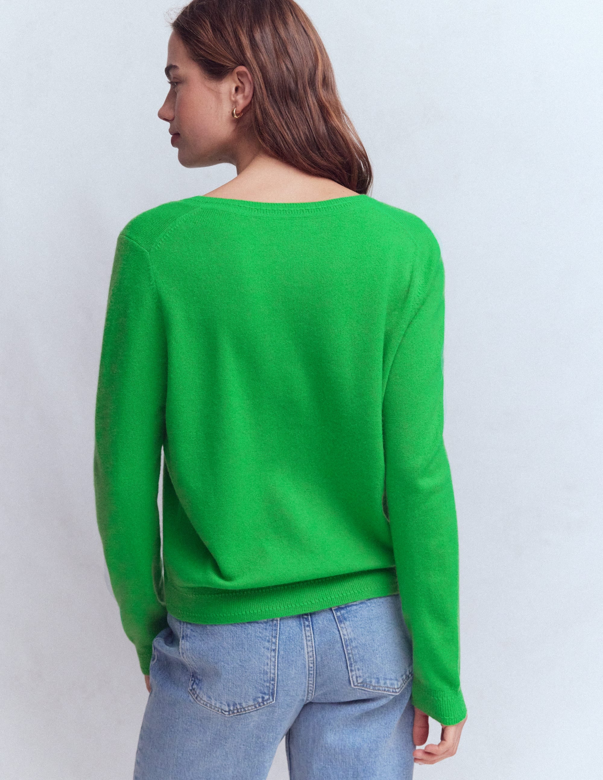 Eva Kaschmir-Strickjacke mit Rundhalsausschnitt-Baumgrün - Image 3