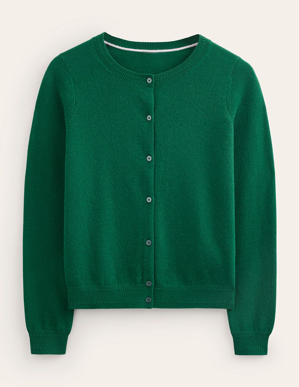 Eva Kaschmir-Strickjacke mit Rundhalsausschnitt-Dunkles Waldgrün - Image 8