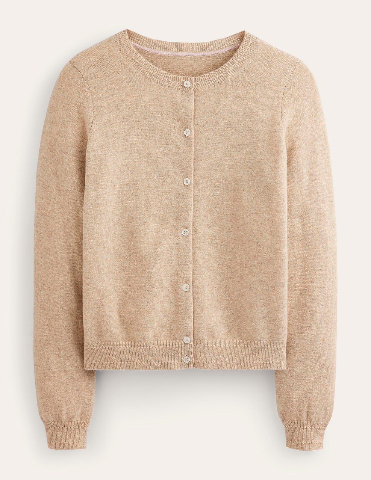 Eva Kaschmir-Strickjacke mit Rundhalsausschnitt-Graubraun Meliert - Image 7