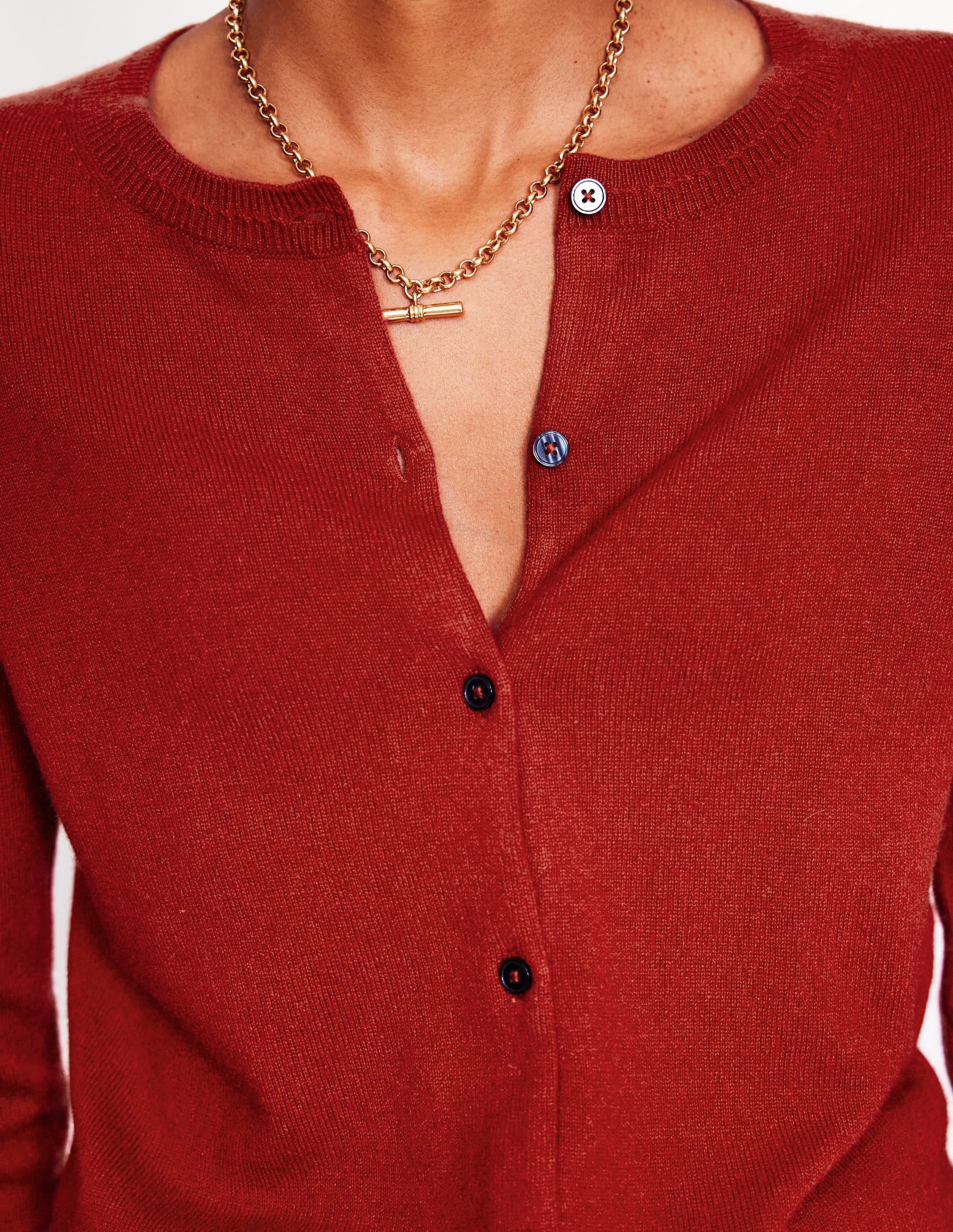 Eva Kaschmir-Strickjacke mit Rundhalsausschnitt-Kupferbraun - Image 2
