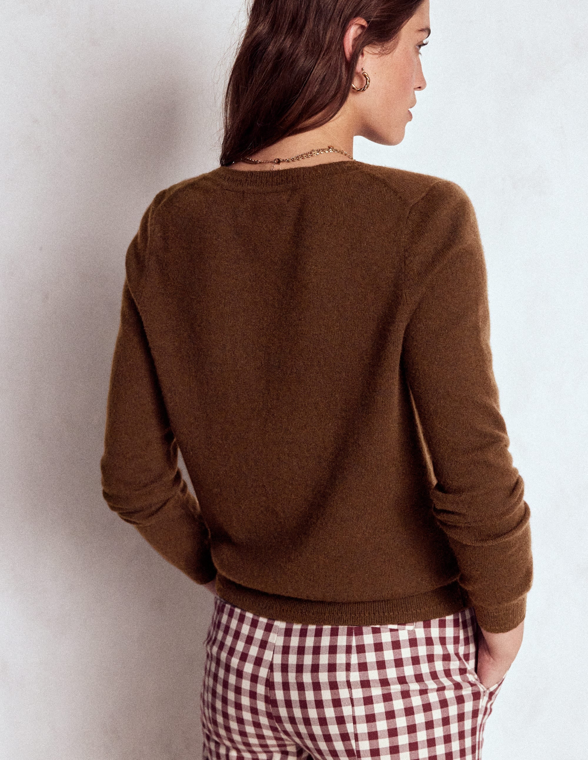 Eva Kaschmir-Strickjacke mit Rundhalsausschnitt-Mokka - Image 3