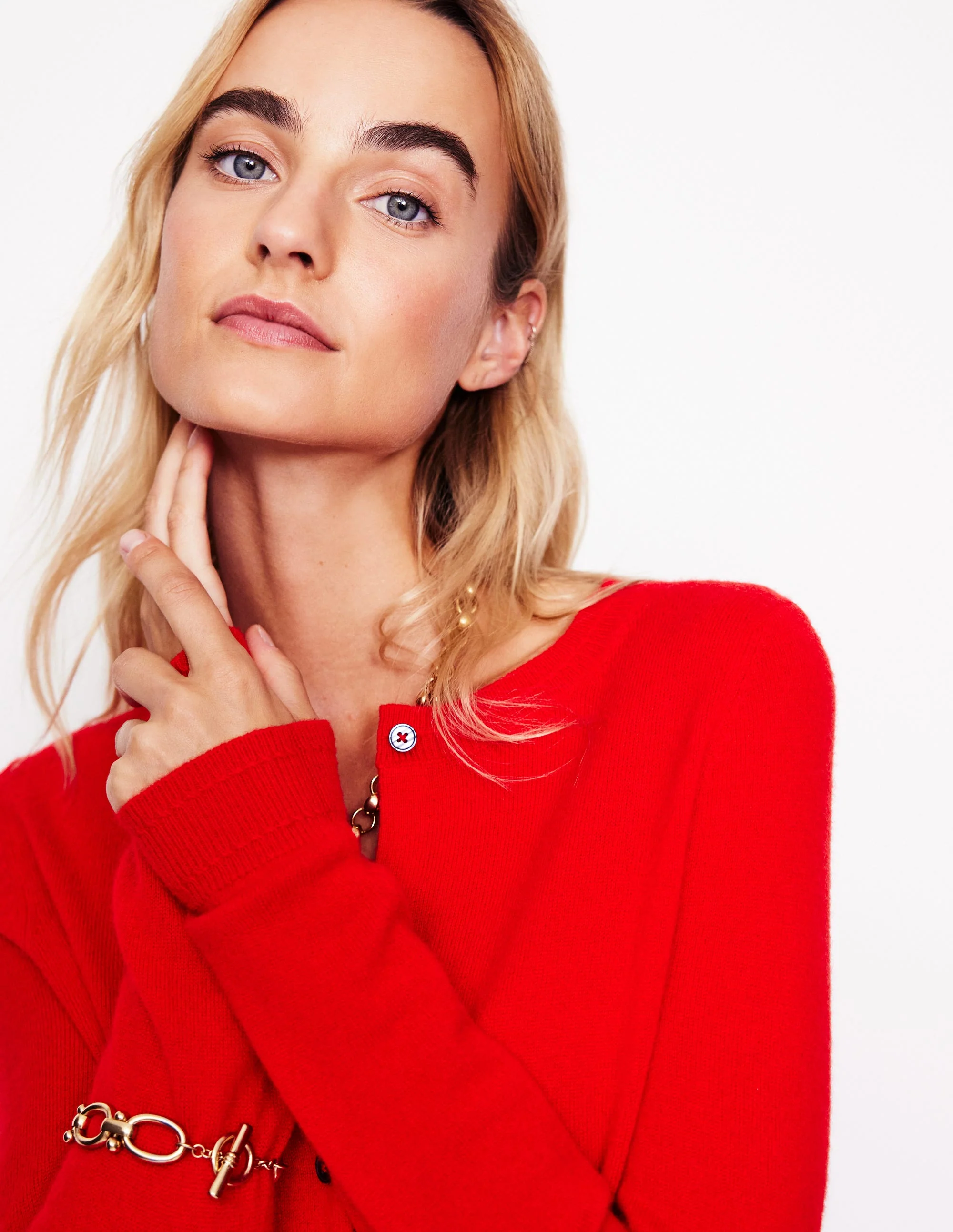 Eva Kaschmir-Strickjacke mit Rundhalsausschnitt-Rouge - Image 2