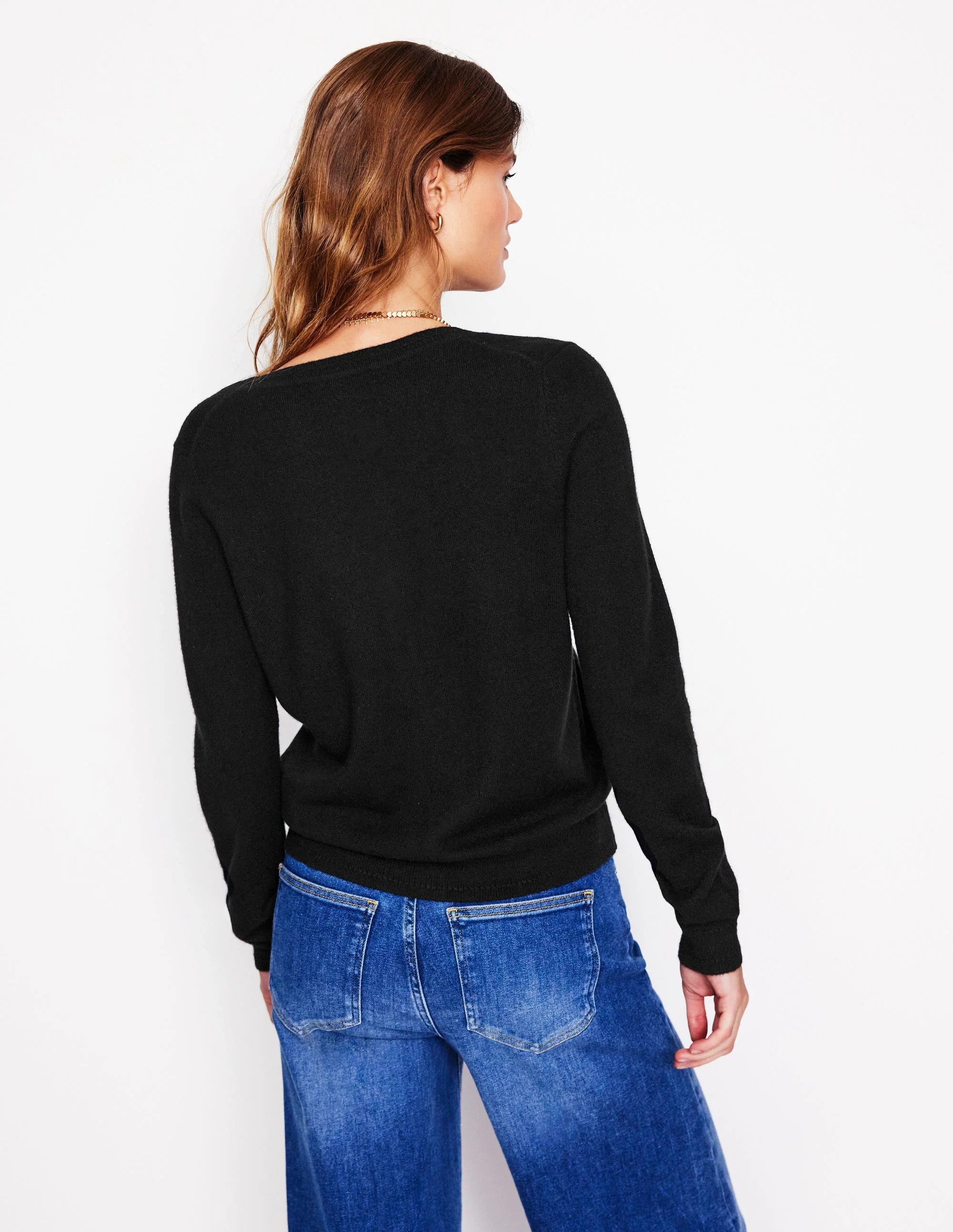 Eva Kaschmir-Strickjacke mit Rundhalsausschnitt-Schwarz - Image 3