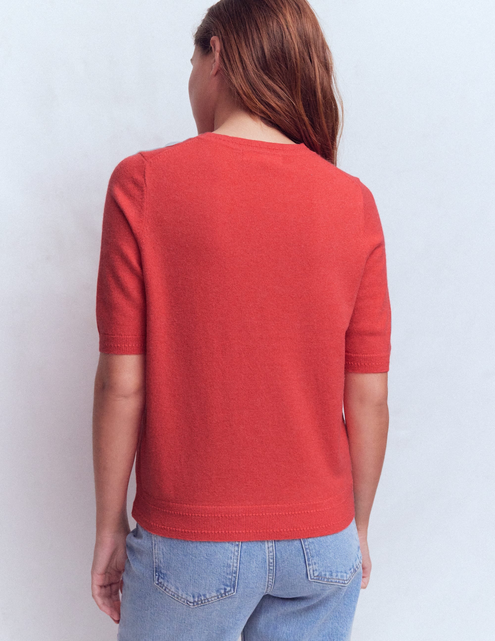 Eva Kaschmir-T-Shirt-Feuerorange Meliert - Image 3