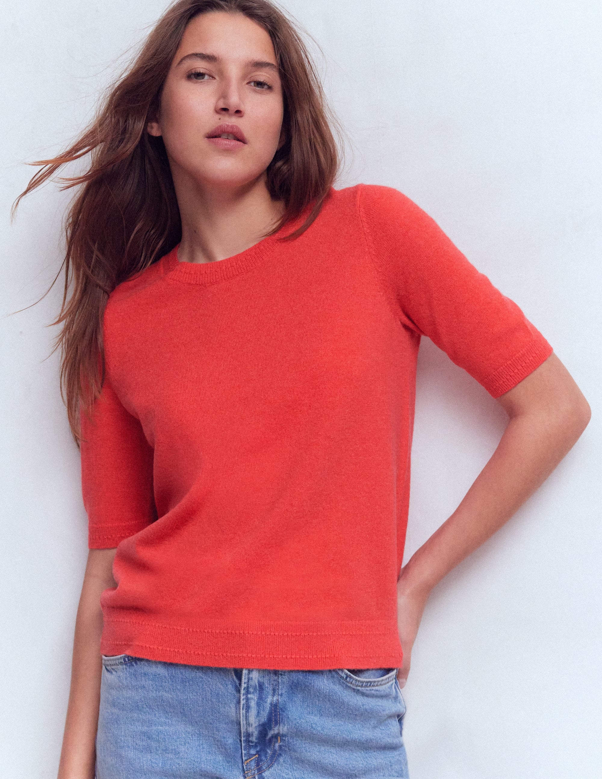 Eva Kaschmir-T-Shirt-Feuerorange Meliert - Image 4