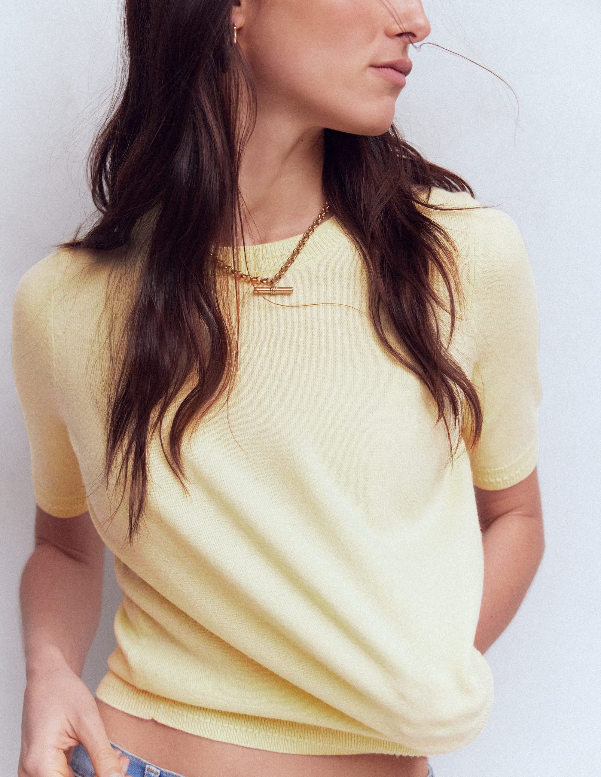 Eva Kaschmir-T-Shirt-Sandsteingelb - Image 4