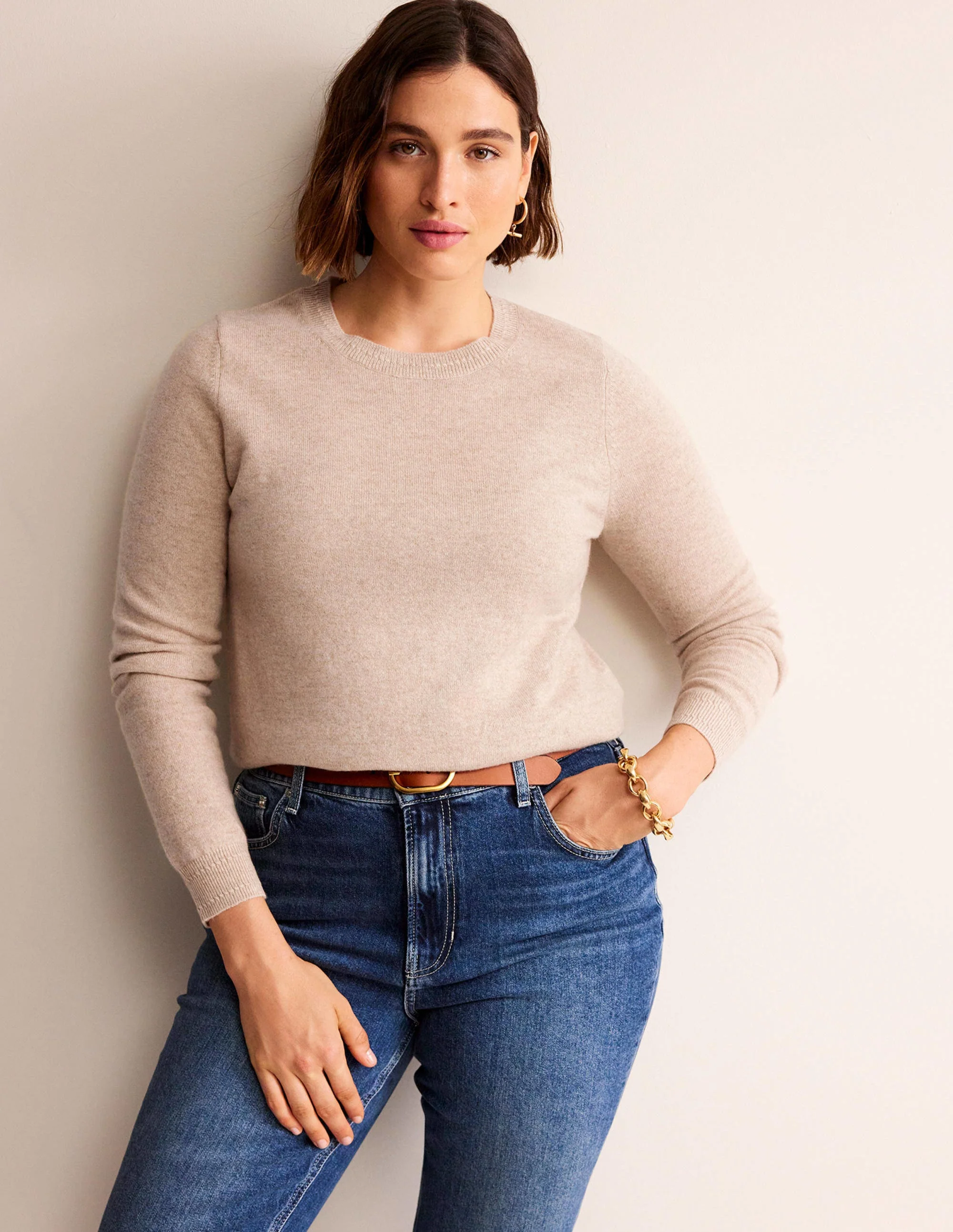Eva Kaschmirpullover mit Rundhalsausschnitt-Graubraun Meliert - Image 5