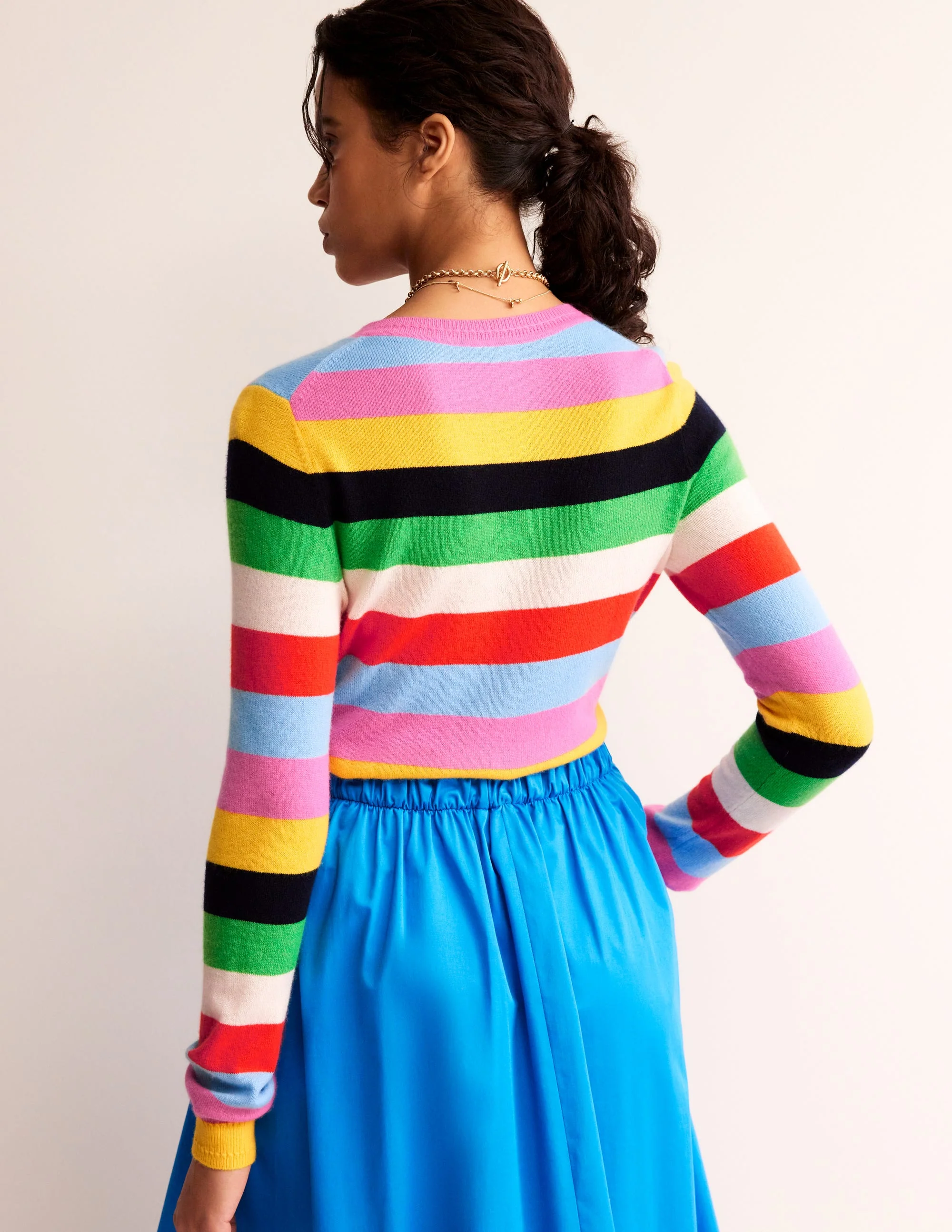 Eva Kaschmirpullover mit Rundhalsausschnitt-Hellblau/Sangria Sunset Pink - Image 4