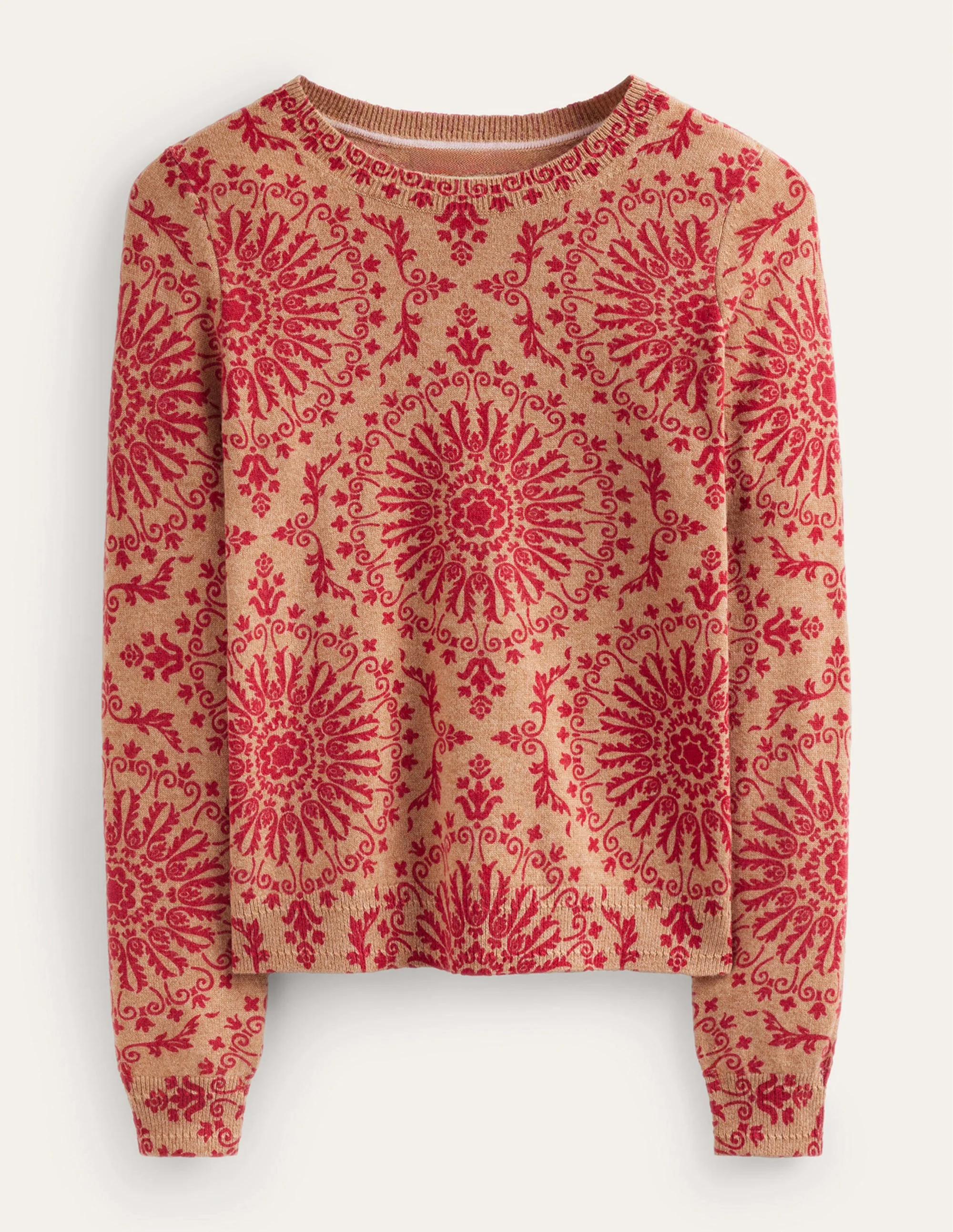 Eva Kaschmirpullover mit Rundhalsausschnitt-Kamelbraun Pfingstrose - Image 5
