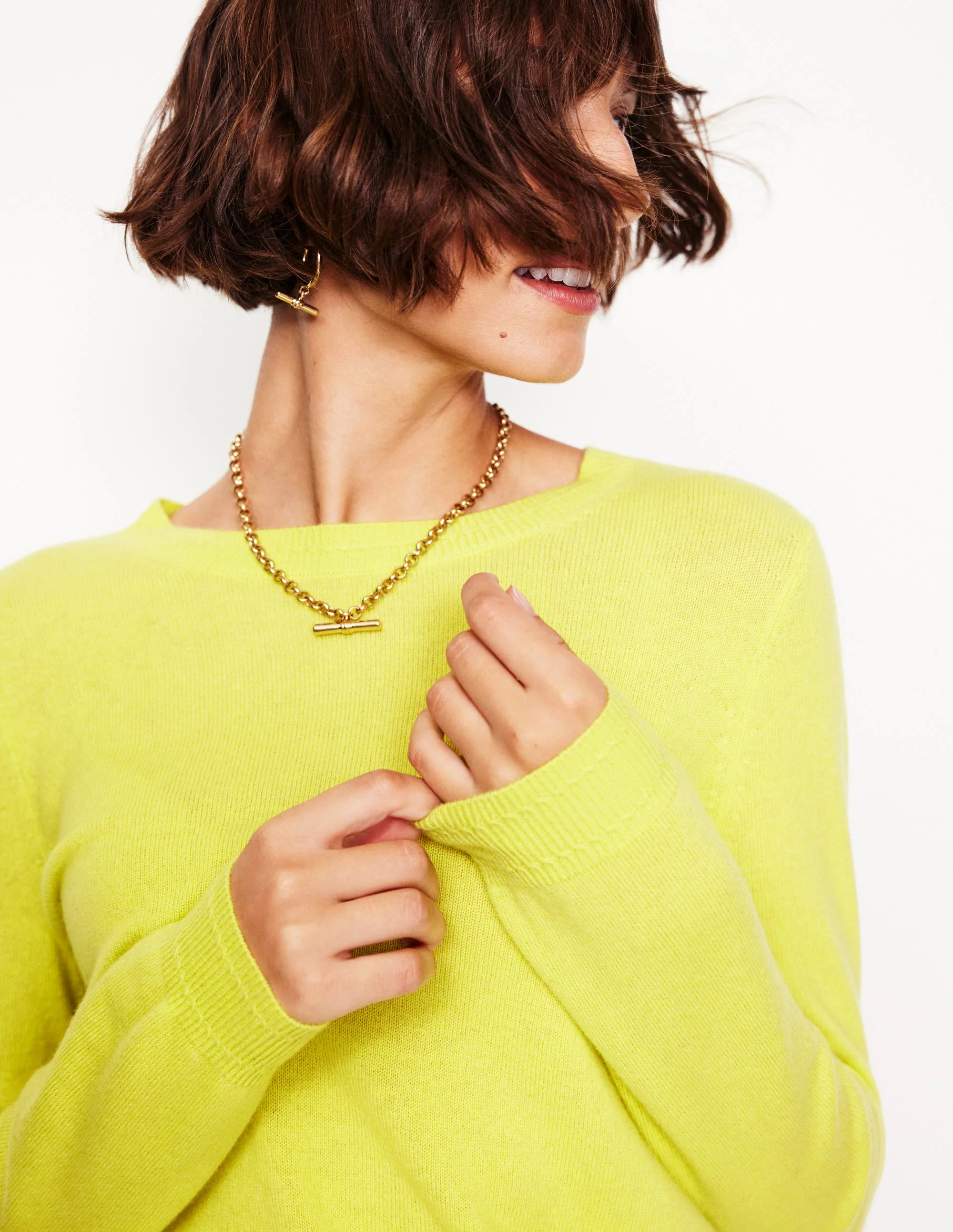 Eva Kaschmirpullover mit Rundhalsausschnitt-Limonadengelb - Image 2