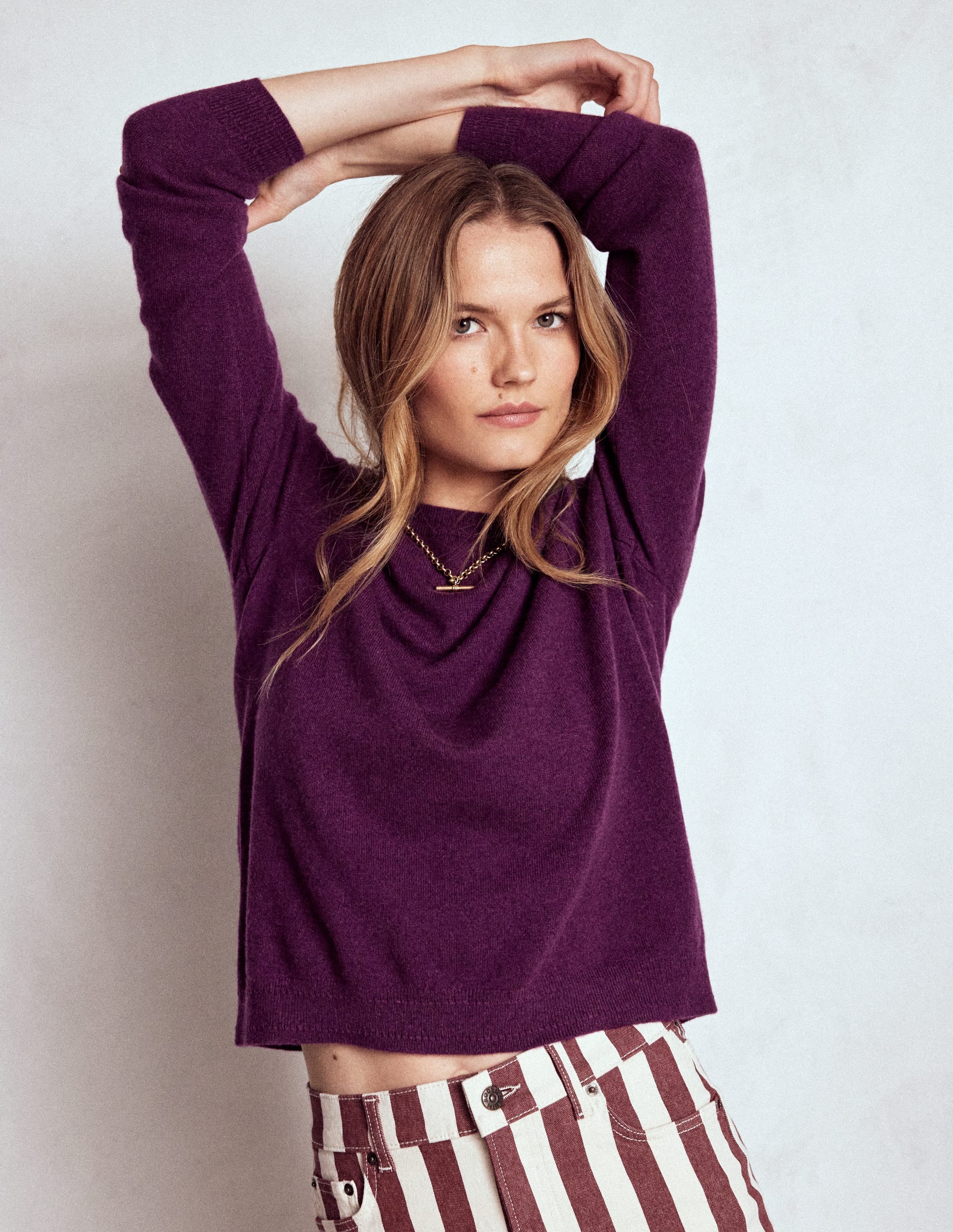 Eva Kaschmirpullover mit Rundhalsausschnitt-Pflaume Melange - Image 5