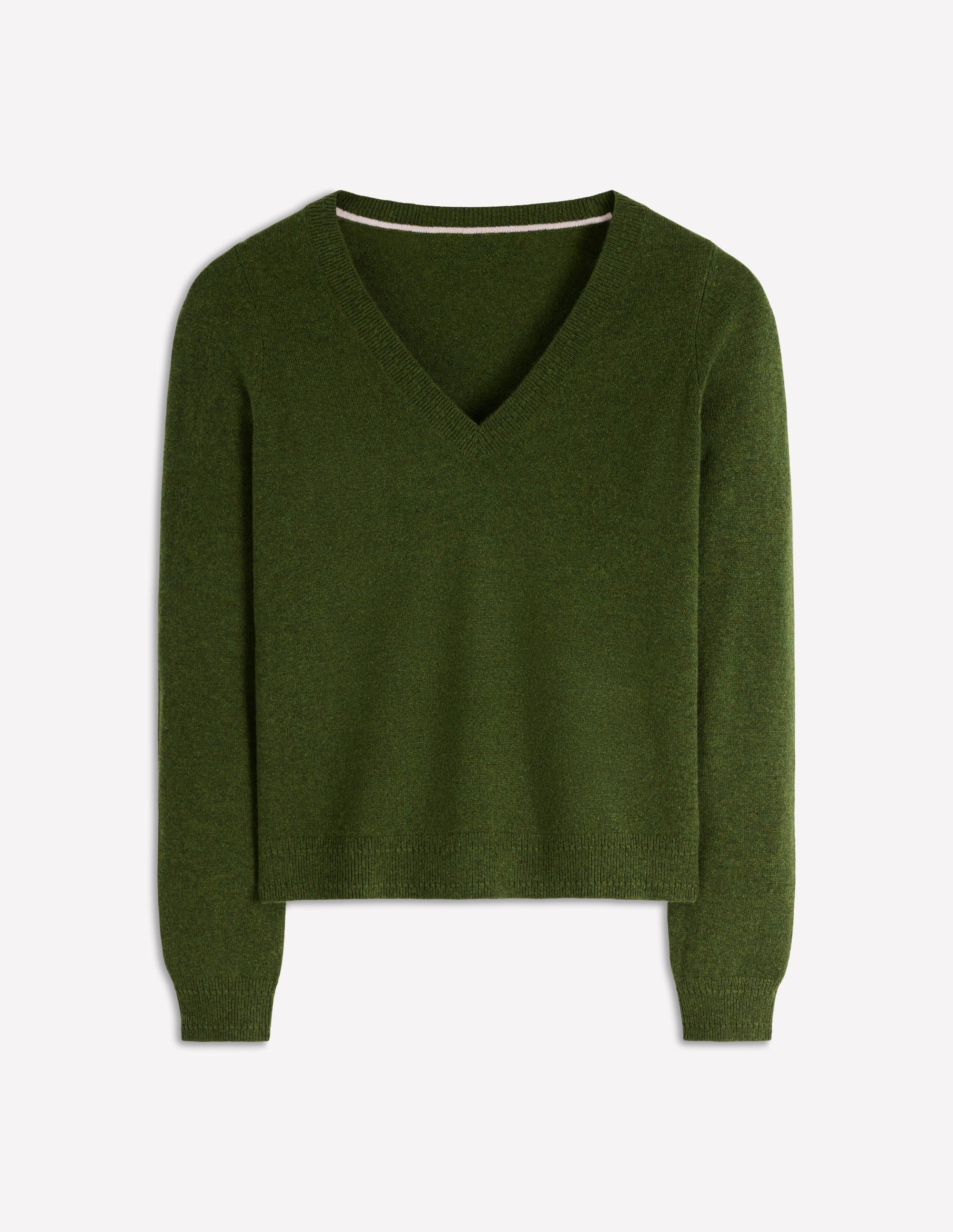 Eva Kaschmirpullover mit V-Ausschnitt-Blattgrün Meliert - Image 4