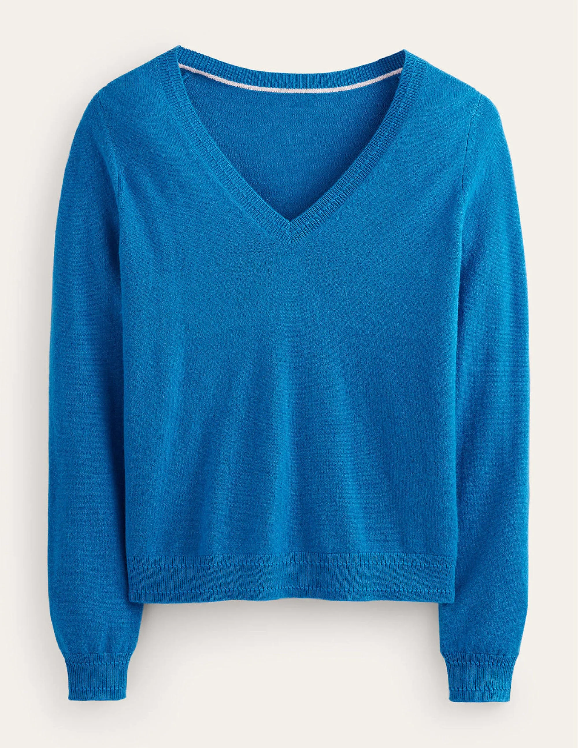 Eva Kaschmirpullover mit V-Ausschnitt-Cyanblau - Image 5