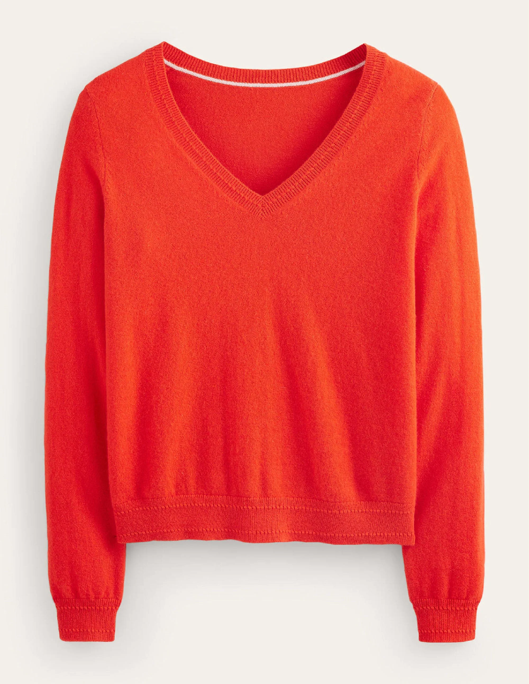 Eva Kaschmirpullover mit V-Ausschnitt-Fiesta-Orange - Image 5