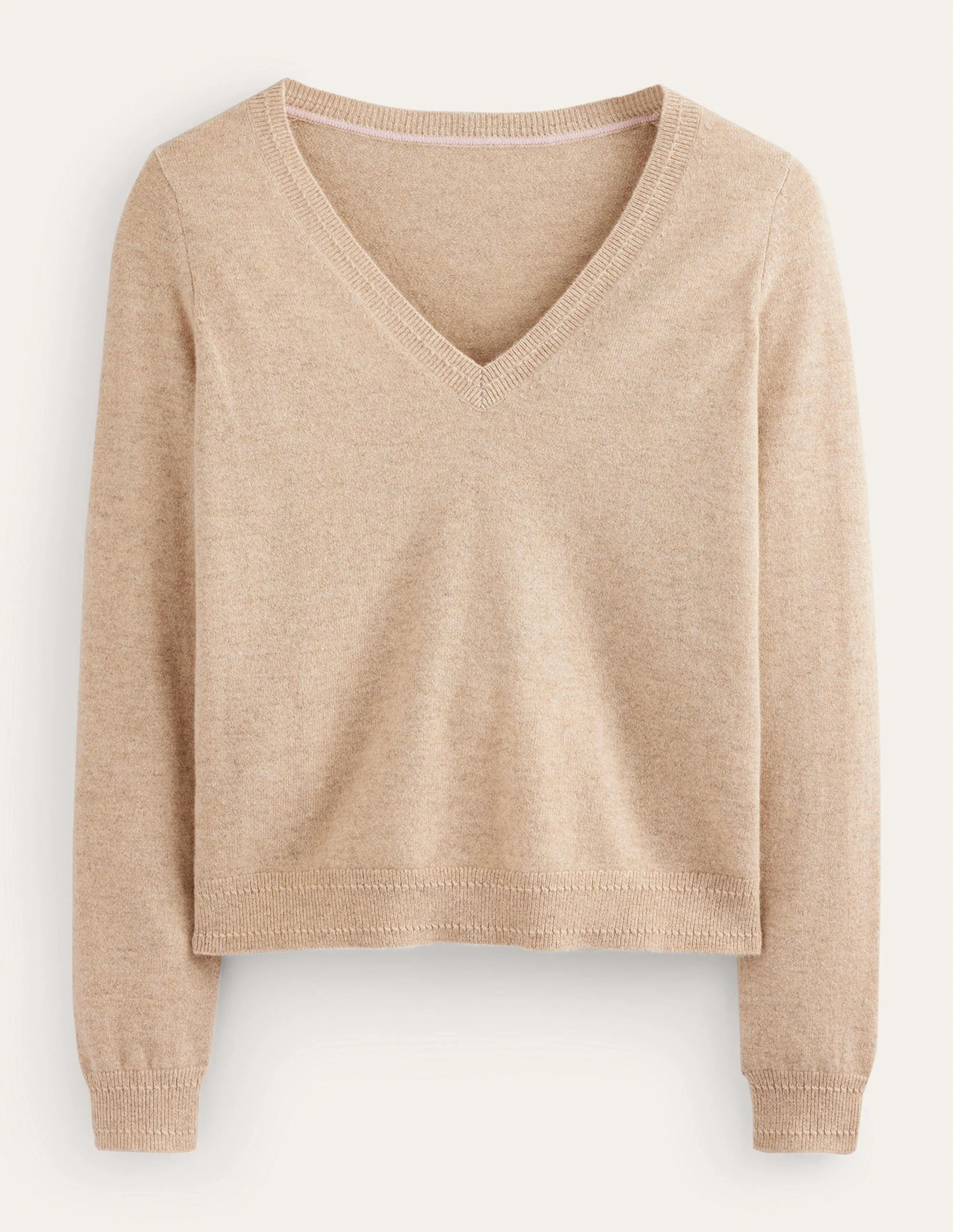 Eva Kaschmirpullover mit V-Ausschnitt-Graubraun Meliert - Image 6