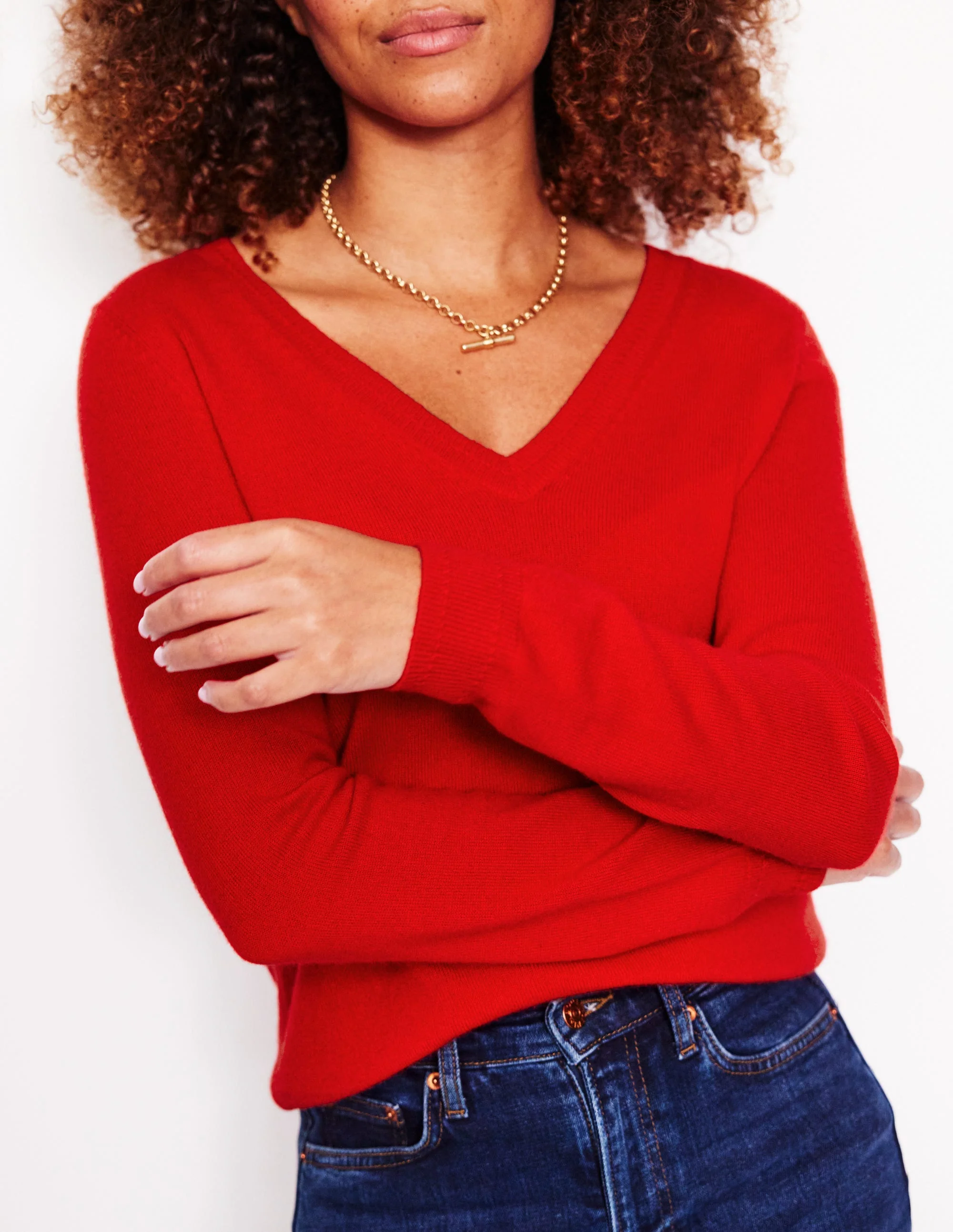 Eva Kaschmirpullover mit V-Ausschnitt-Rouge-Rot - Image 2