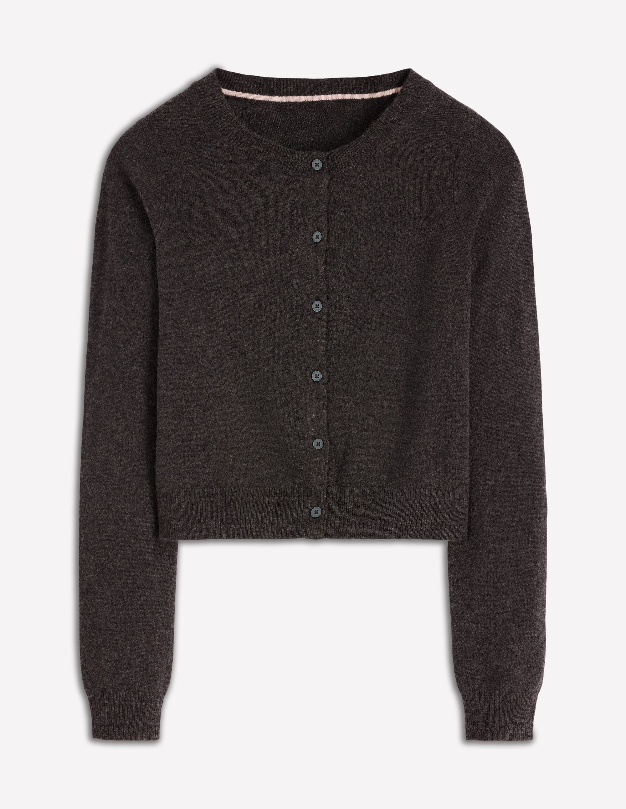 Eva Verkürzte Strickjacke aus Kaschmir-Anthrazit Melange - Image 6