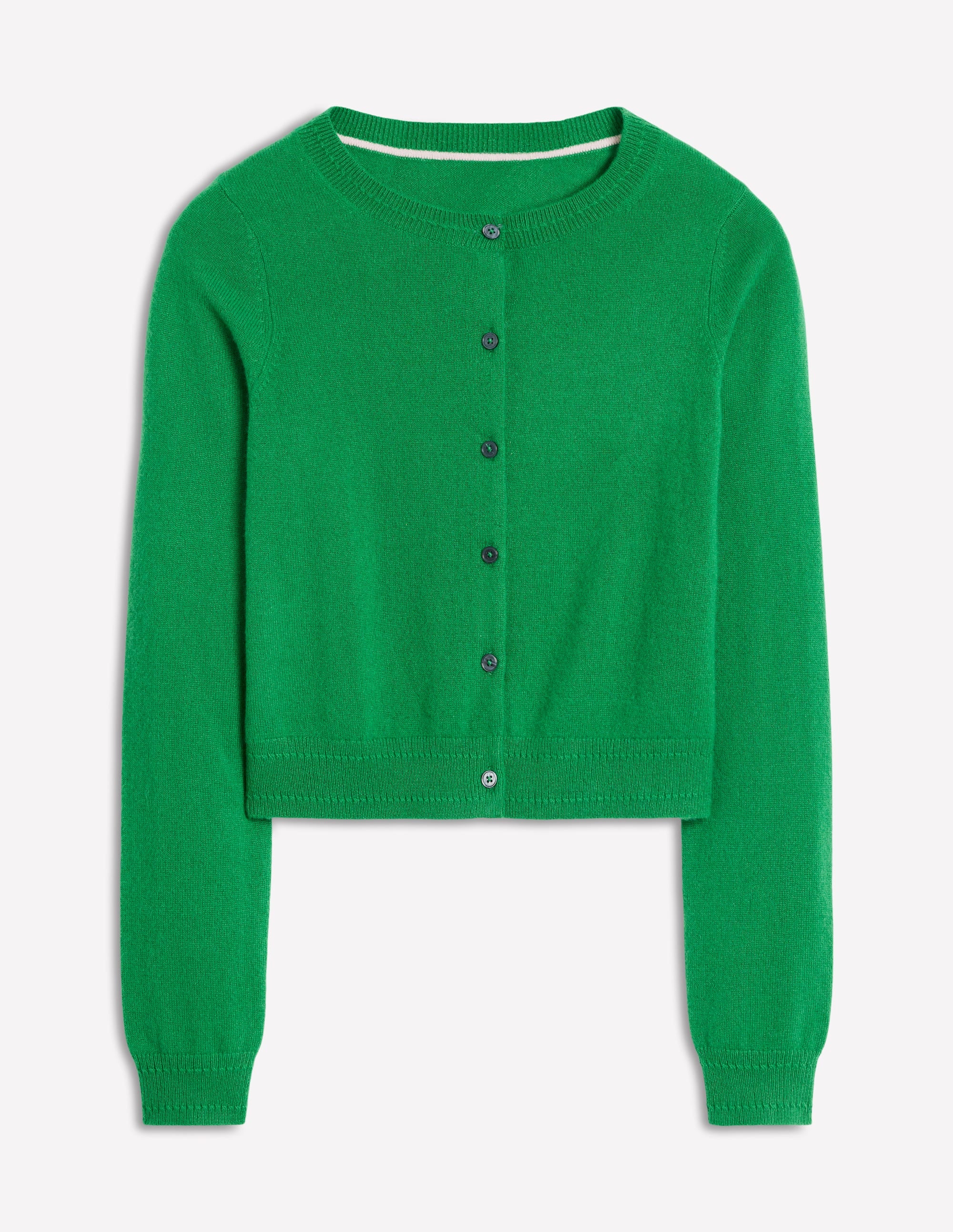 Eva Verkürzte Strickjacke aus Kaschmir-Grünes Tamburin - Image 5