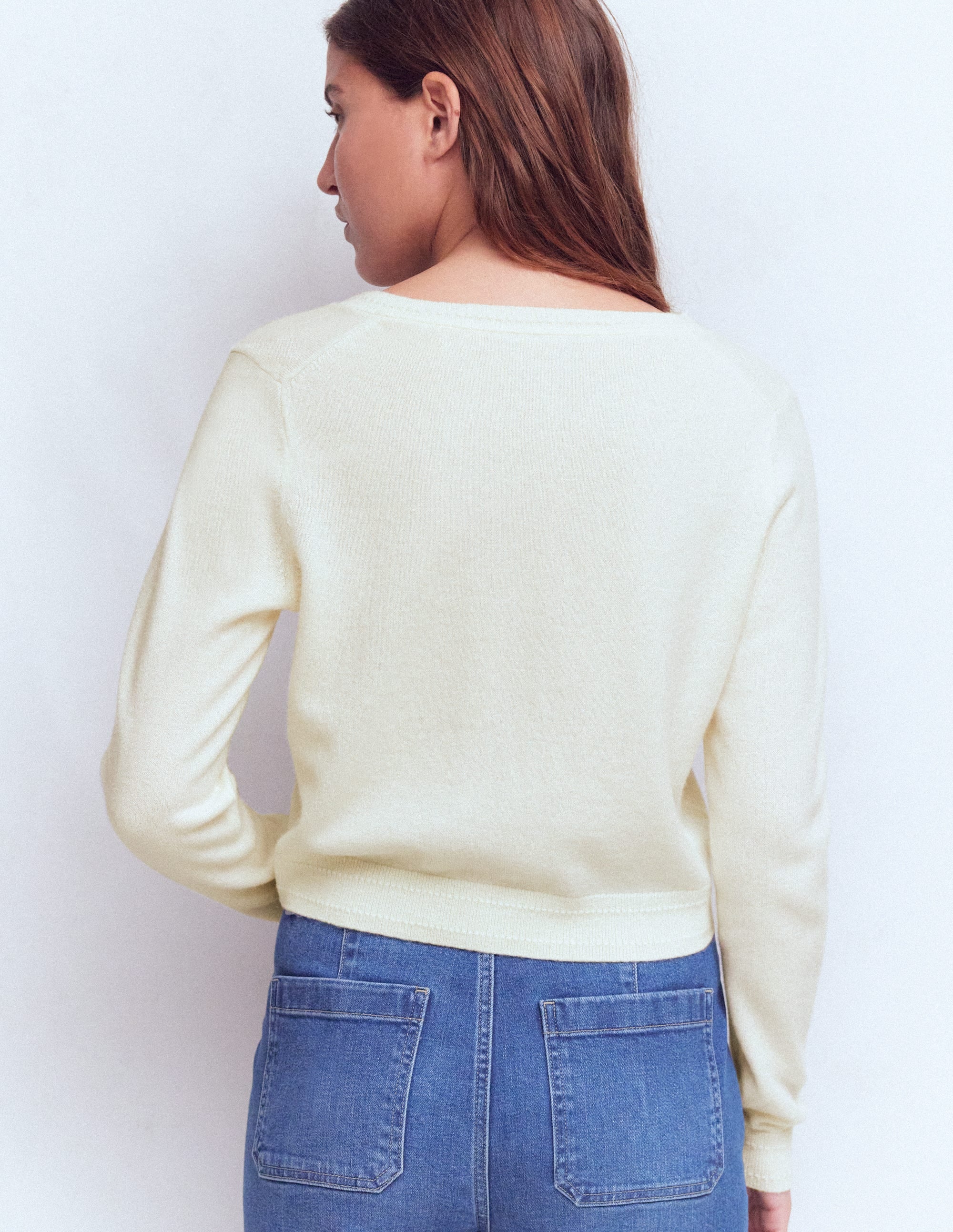 Eva Verkürzte Strickjacke aus Kaschmir-Warmes Naturweiß - Image 3