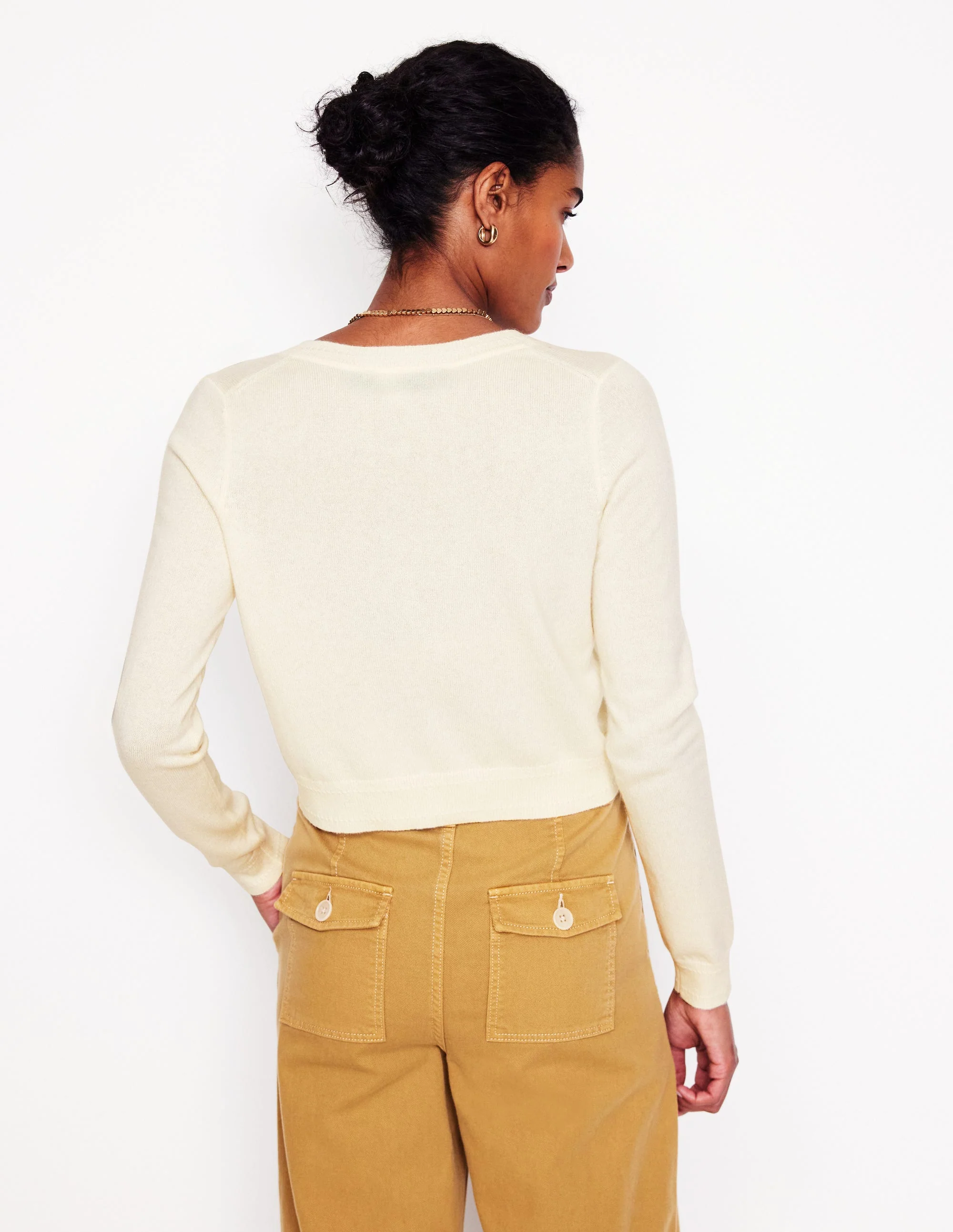 Eva Verkürzte Strickjacke aus Kaschmir-Warmes Naturweiß - Image 3