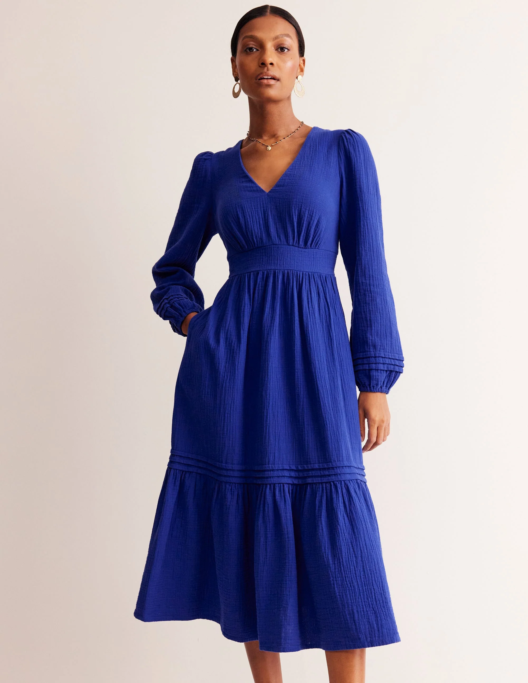Eve Doppeltuch-Kleid mit Ärmeln-Mazarinblau - Image 2