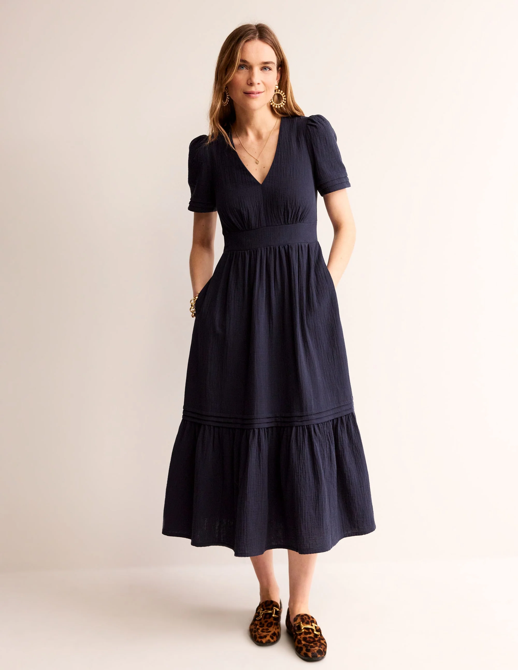 Eve Doppeltuch-Midikleid-Aqua Marine Marl