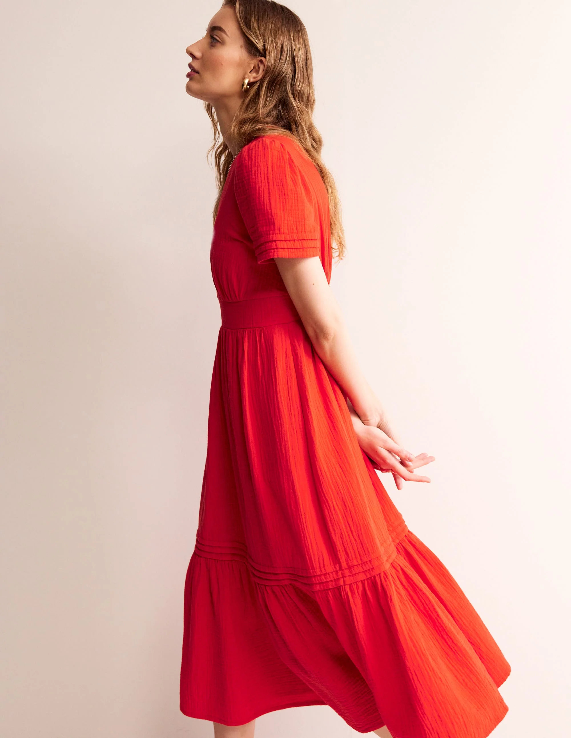 Eve Doppeltuch-Midikleid-Flammenrot - Image 4
