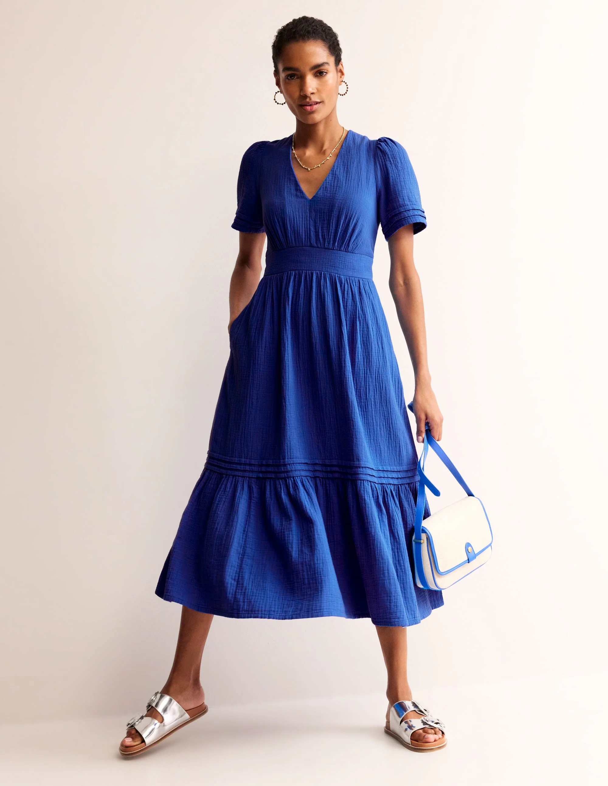 Eve Doppeltuch-Midikleid-Indigofink - Image 6