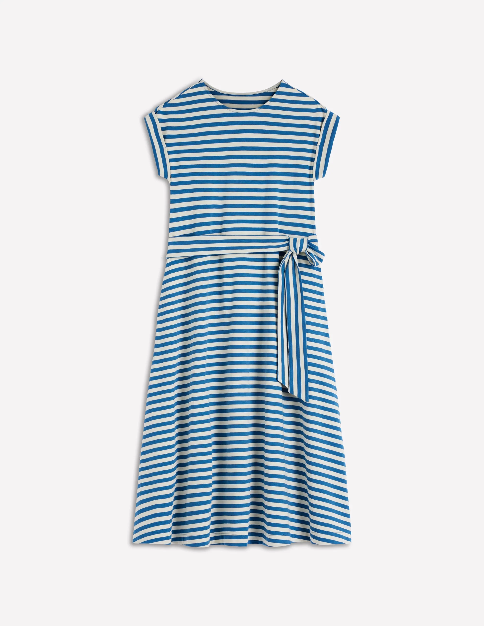 Eve Jersey-Midikleid-Blau und Naturweiß Gestreift - Image 7
