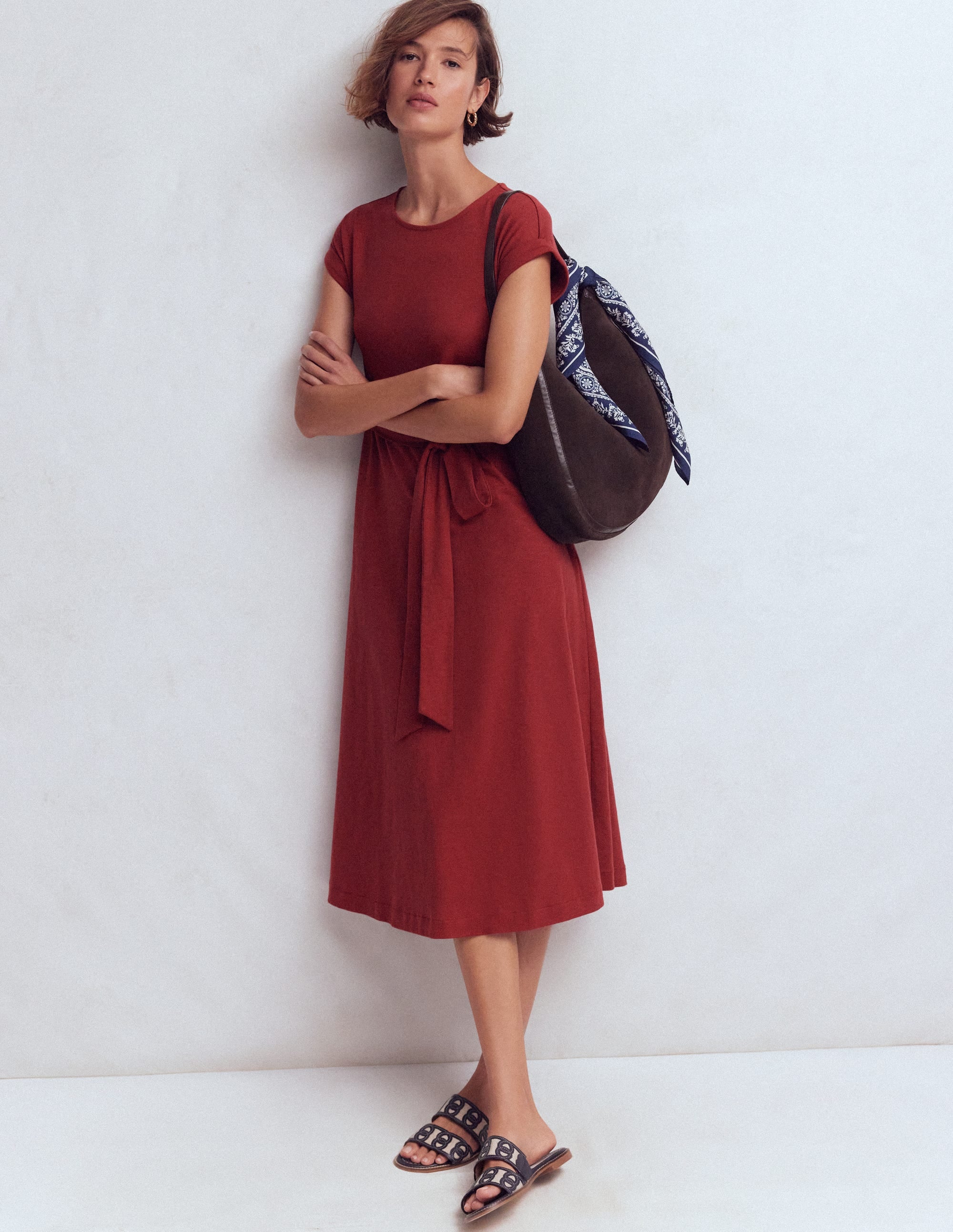 Eve Jersey-Midikleid-Sattes Kastanienbraun - Image 4