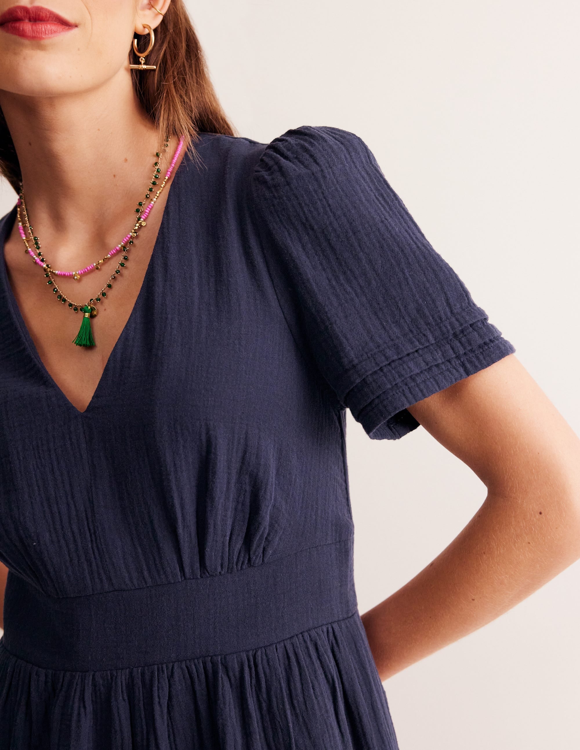 Eve Kurzes Doppeltuch-Kleid-Aqua Marine Marl - Image 2