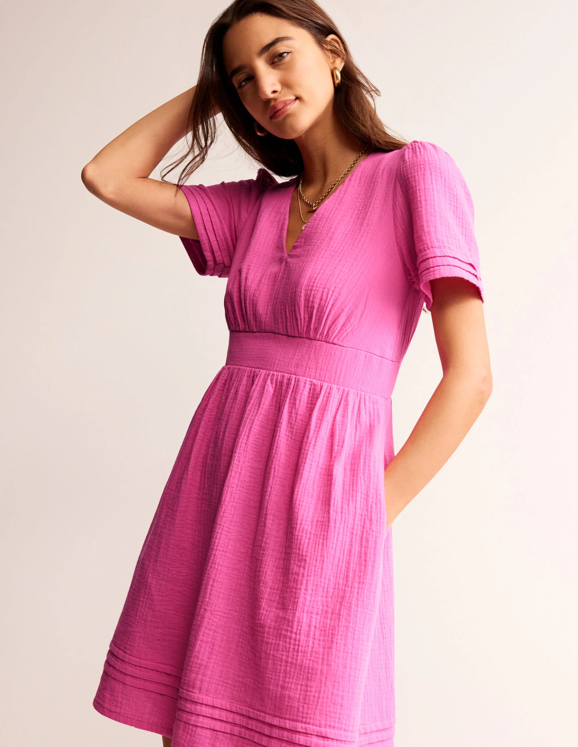 Eve Kurzes Doppeltuch-Kleid-Sangria Sonnenuntergang - Image 4